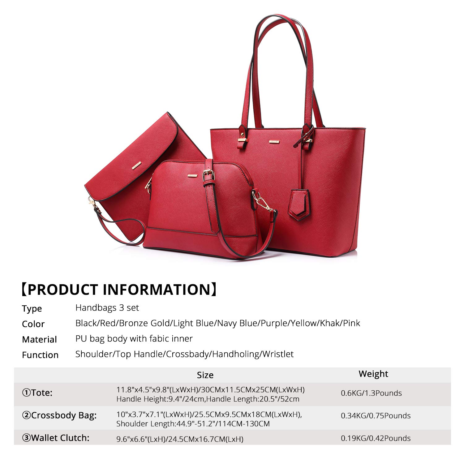 LOVEVOOK Women's Fashion Handbag Set - Tote, Shoulder & Top Handle Satchel Bags for Work, Travel & Daily Use | Stylish Purses & Accessories