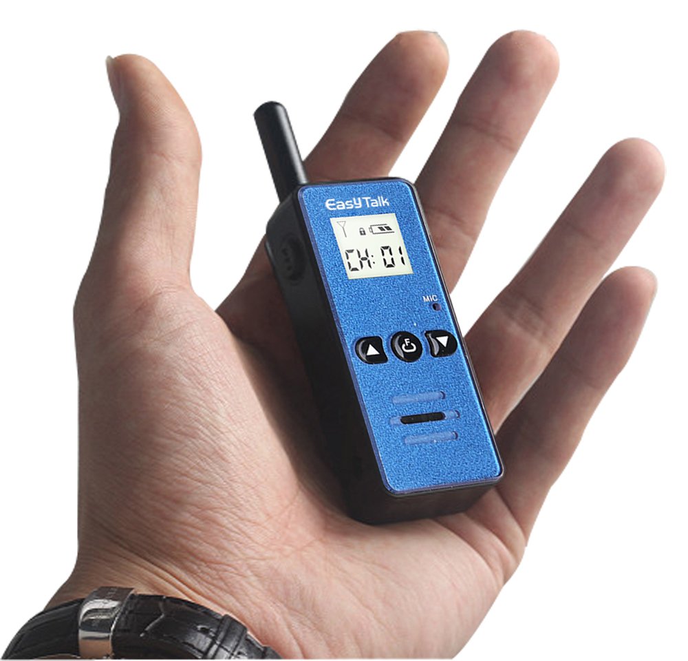 EasyTalk PMR446 Rechargeable Walkie Talkies for Kids - 128 Channels, UHF 400-520MHz Two Way Radio with Headset (Blue) - Perfect for Home, Supermarket, Festival, Outdoor Adventures & Family Activities