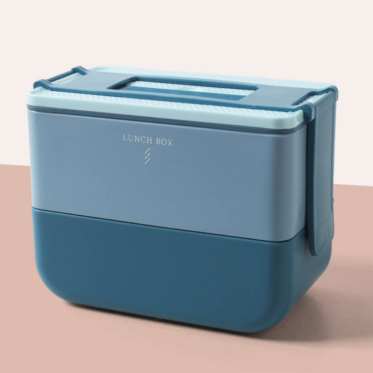 **Kids & Adults Bento Box - 80oz Leak-Proof Lunch Container with 2 Compartments & Divider - Microwave, Dishwasher & Freezer Safe - Includes Spoon - Perfect for School, Office & Picnics (Blue)**