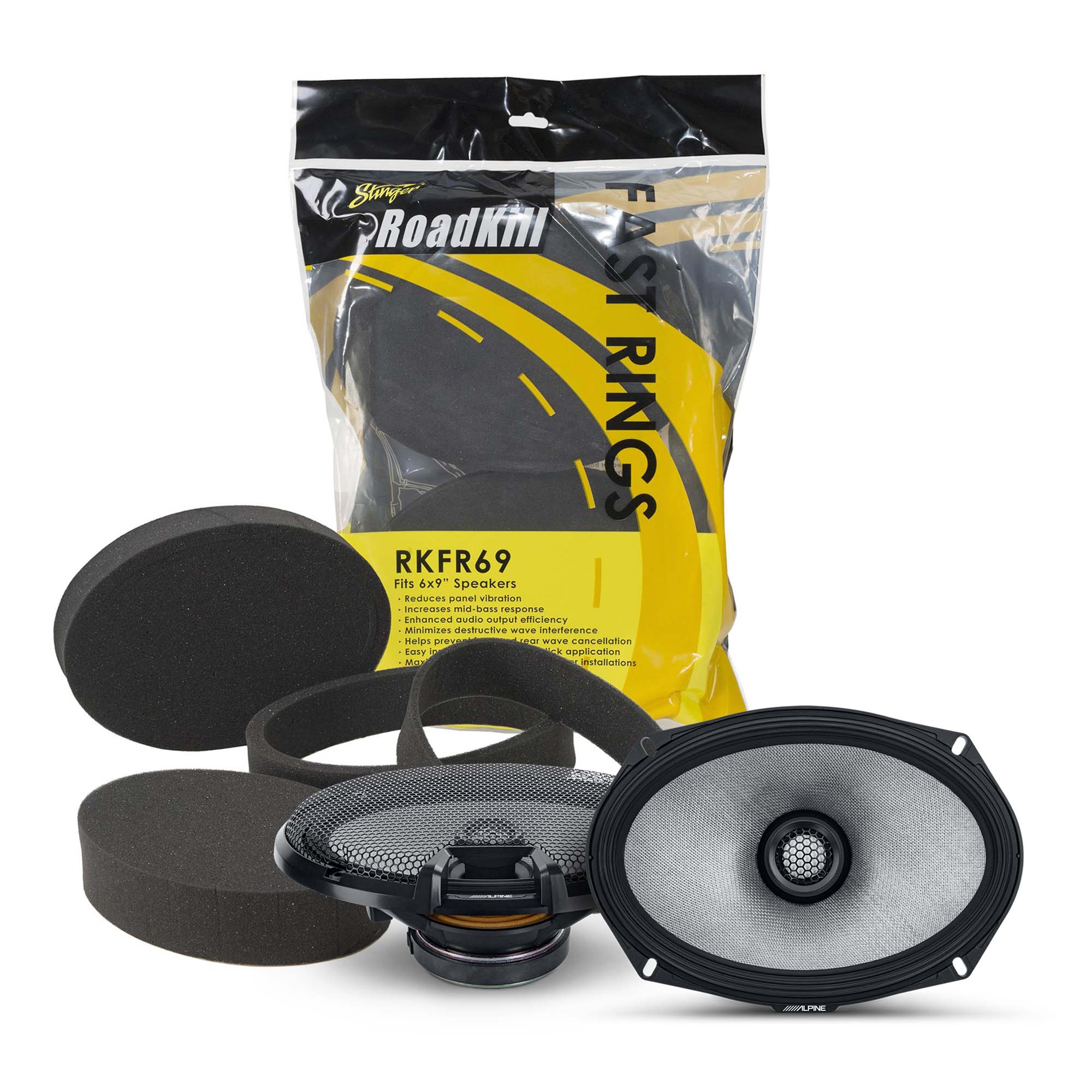Alpine R2-S69 6x9 Inch 2-Way High Resolution Car Speakers with Foam Baffle Kit - Premium Sound for Cars, Trucks & SUVs - Perfect for Upgrading Factory Audio Systems