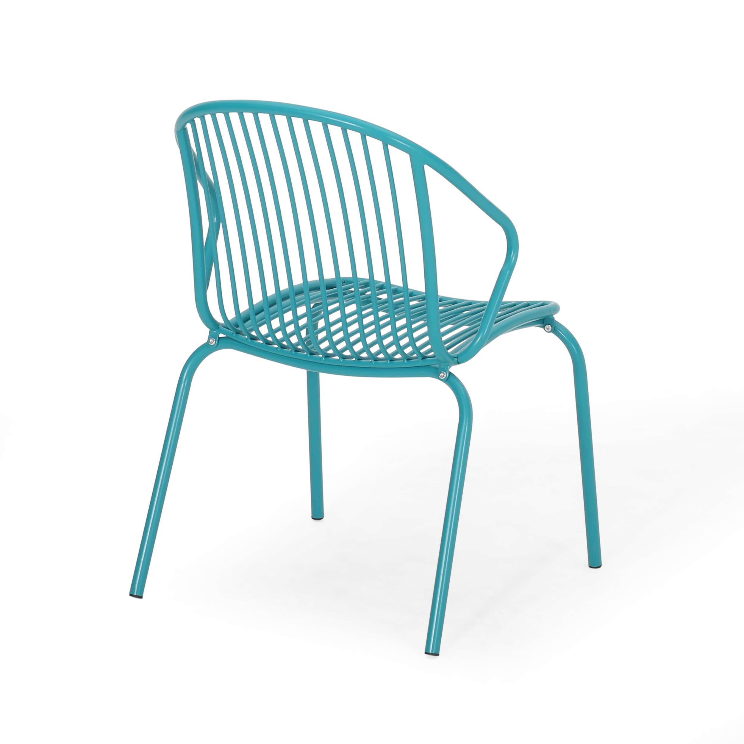 Premium Outdoor Modern Iron Club Chair Set of 2 - Matte Teal Patio Furniture for Garden, Poolside & Backyard Relaxation - Durable Weather-Resistant Design by GDFStudio