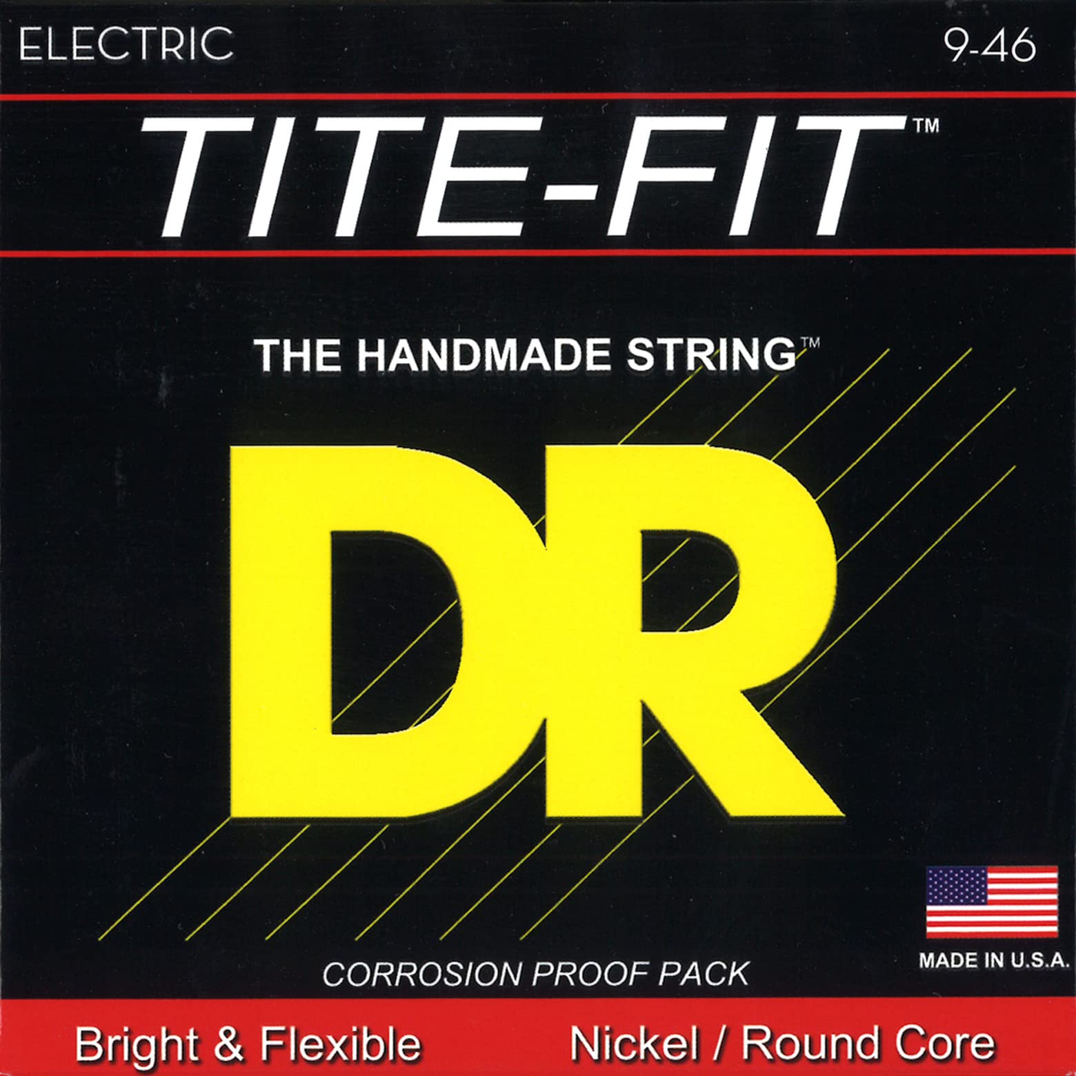DR Strings Tite Fit Electric Round Core 9-46 Guitar Strings - Premium Nickel Wound for Rock, Blues & Metal - Perfect for Fender, Gibson & Ibanez Electric Guitars