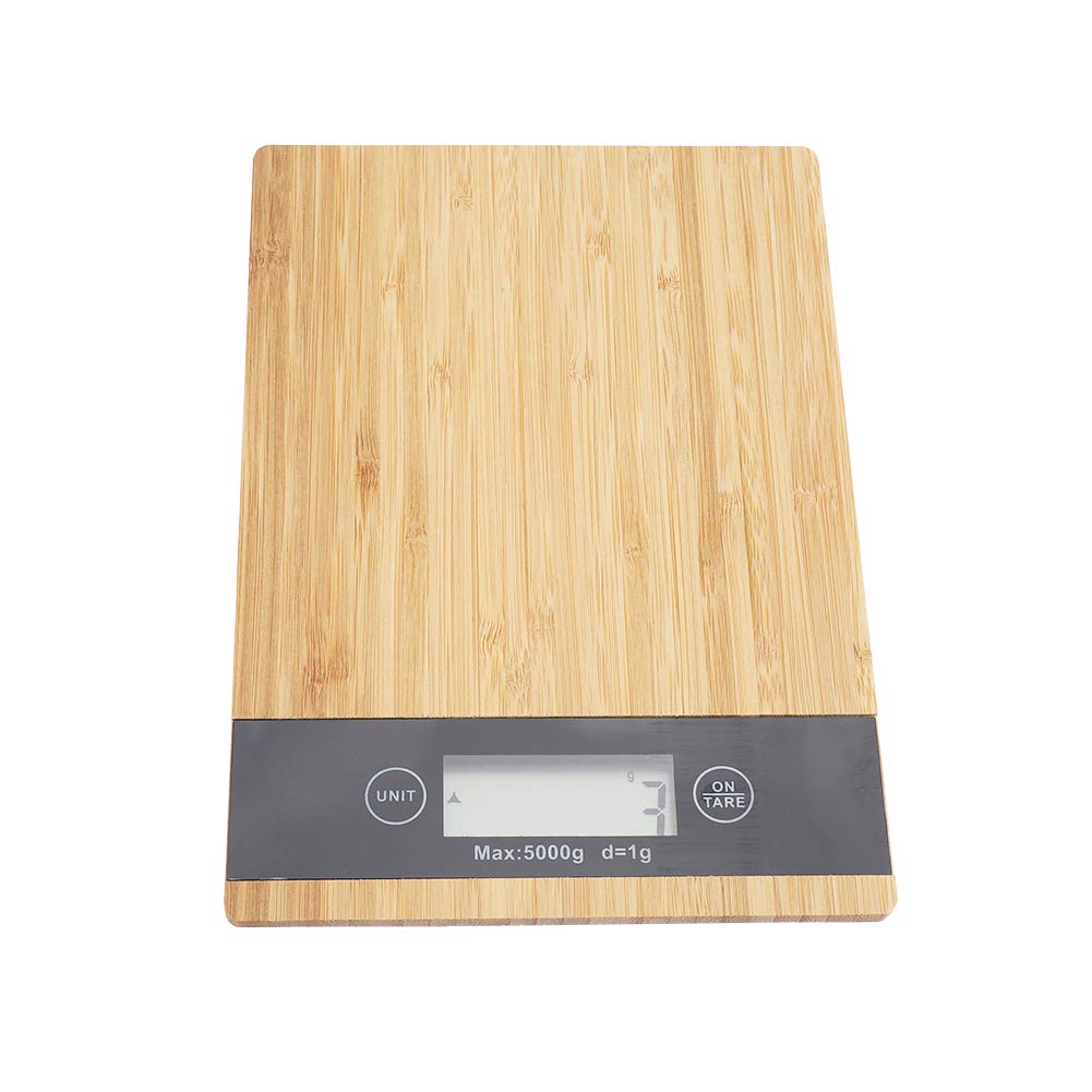 Alvinlite Digital Food Scale - Precision Electronic Kitchen Scale with LCD Display, Bamboo Top - Perfect for Baking, Cooking, and Meal Prep (300g/0.1oz to 5kg/11lb Capacity)