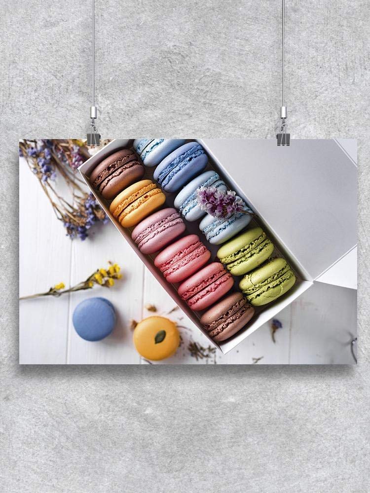 Macaroons and Flowers Wall Art Print - Elegant French Dessert & Floral Decor for Kitchen, Dining Room, or Cafe