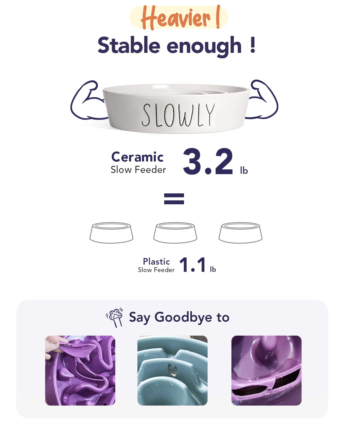 Slow Feeder Dog Bowl - 1.5 Cup Ceramic Puzzle Feeder for Small & Medium Dogs | Maze Design Food Bowl for Puppies & Fast Eaters | White Pet Dish to Control Eating Speed | Perfect for Mealtime Enrichment & Digestion Aid