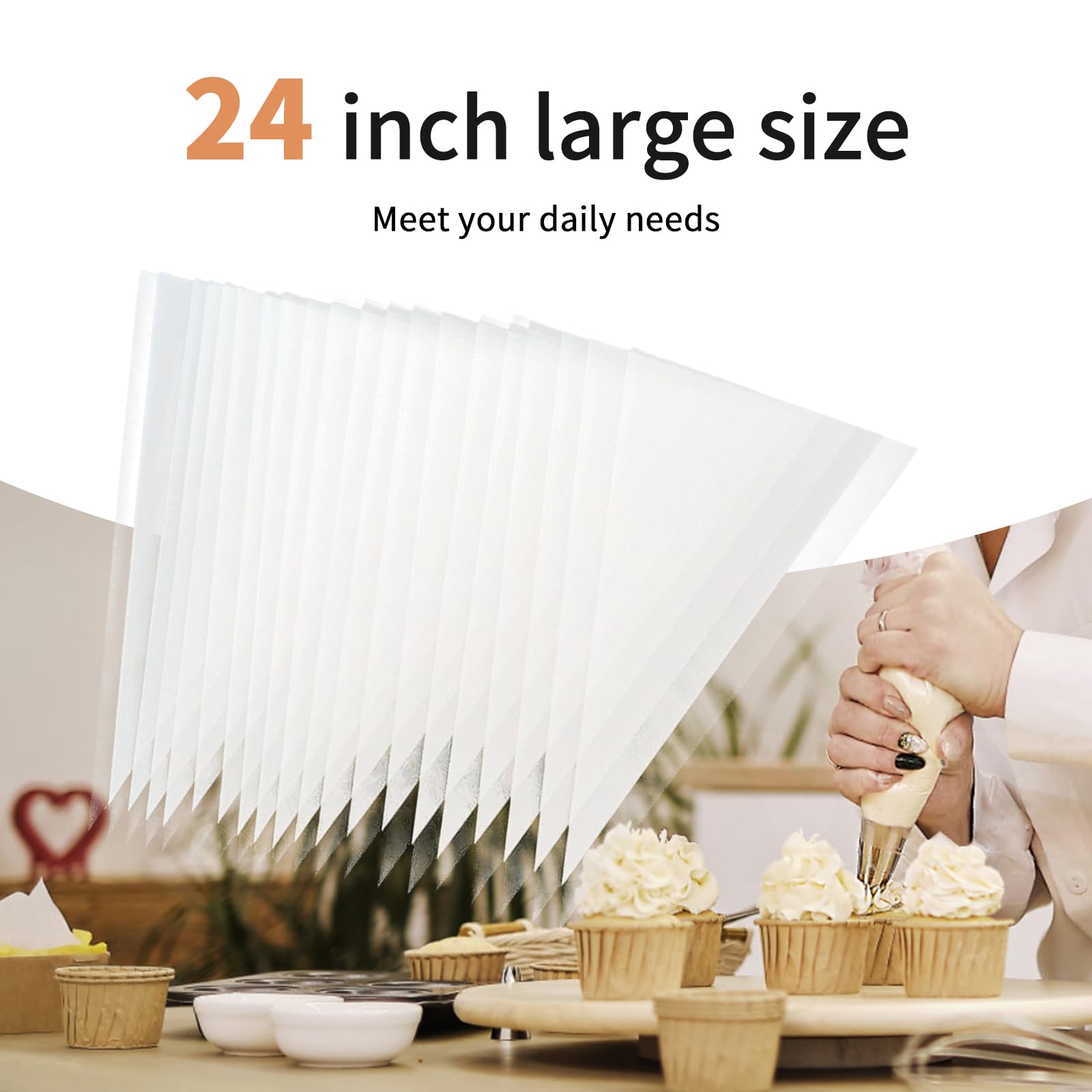 50pcs Extra Large 24 Inch Disposable Piping Bags - Thickened Anti-Burst Pastry Bags for Cake Decorating, Cupcakes, Cookies & Frosting | Food Grade Safe for Professional & Home Baking