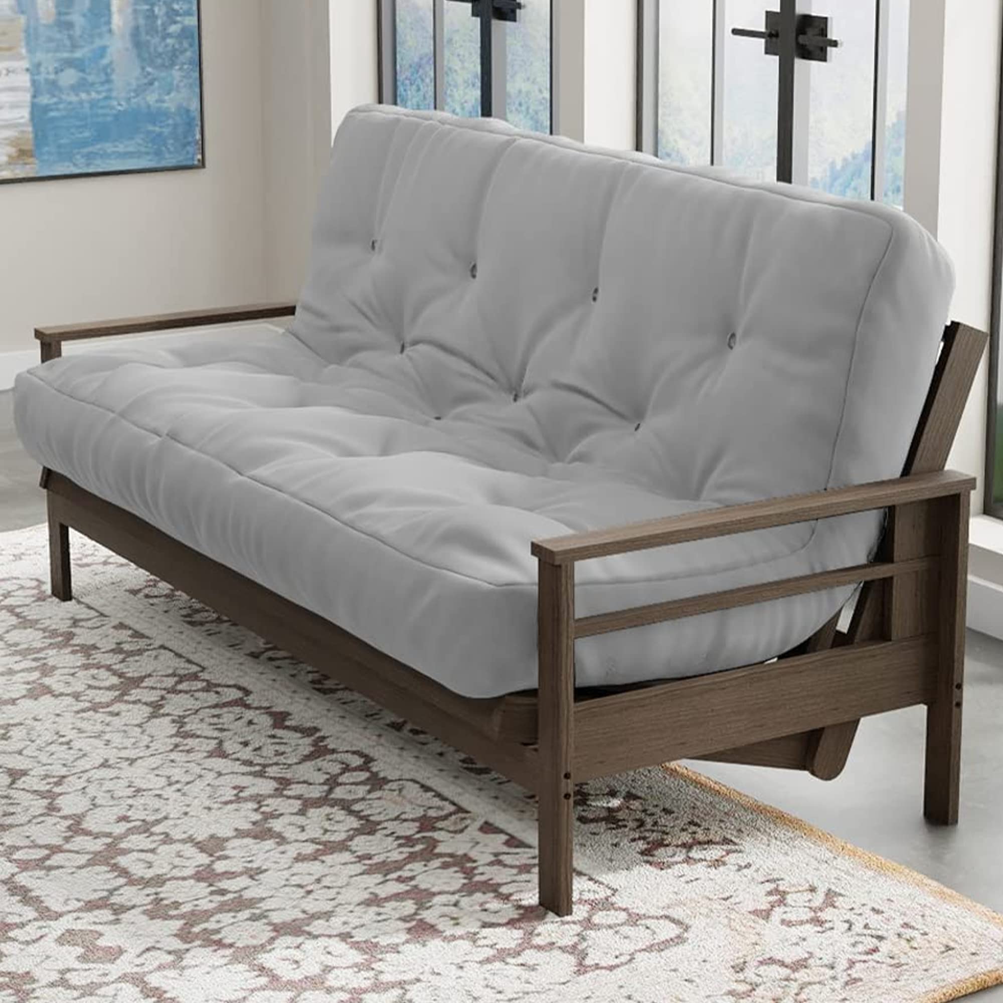 Loosh 8-Inch Twin Size Sofa Bed Futon Mattress - Made in USA, Grey (Frame Not Included) - Perfect for Small Spaces, Guest Rooms & Apartments