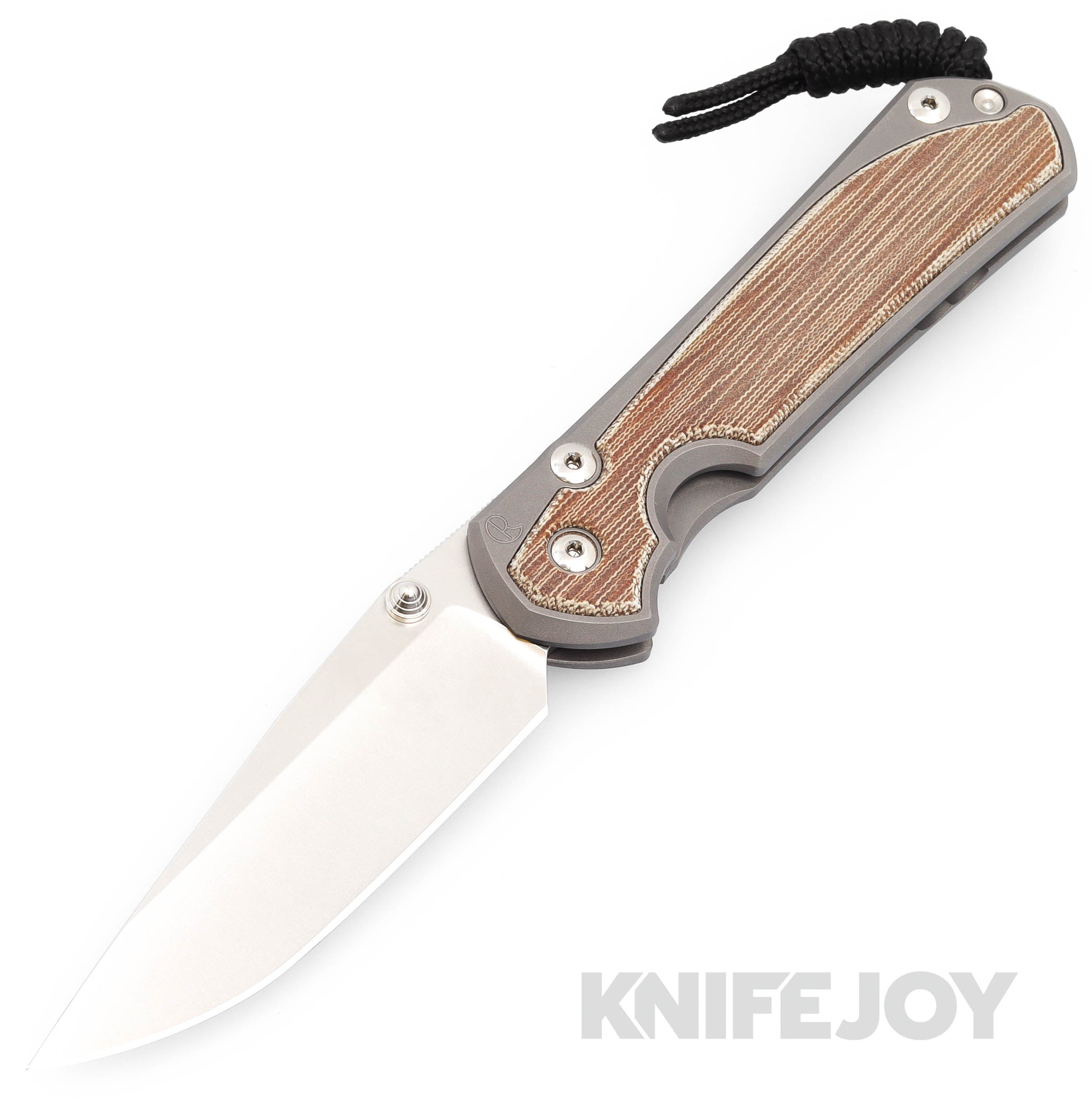 Chris Reeve Knives Large Sebenza 31 - Premium Drop Point Magnacut Blade with Natural Canvas Micarta Inlay & Glass Blasted Titanium Handles - EDC Tactical Folding Knife for Outdoor Camping, Hunting, and Survival