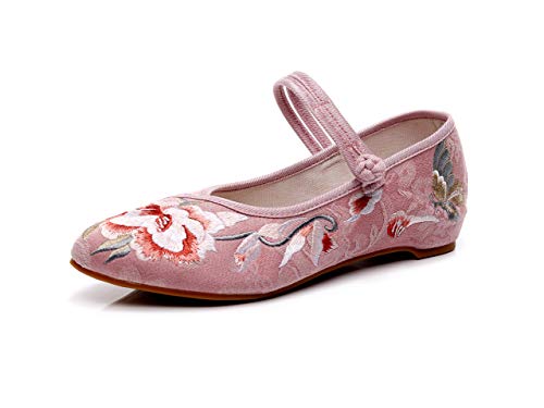TN TANGNEST Women's Floral Embroidered Loafers - Comfortable Round Toe Ballet Flats for Casual Wear | Perfect for Office, Dating & Daily Walking