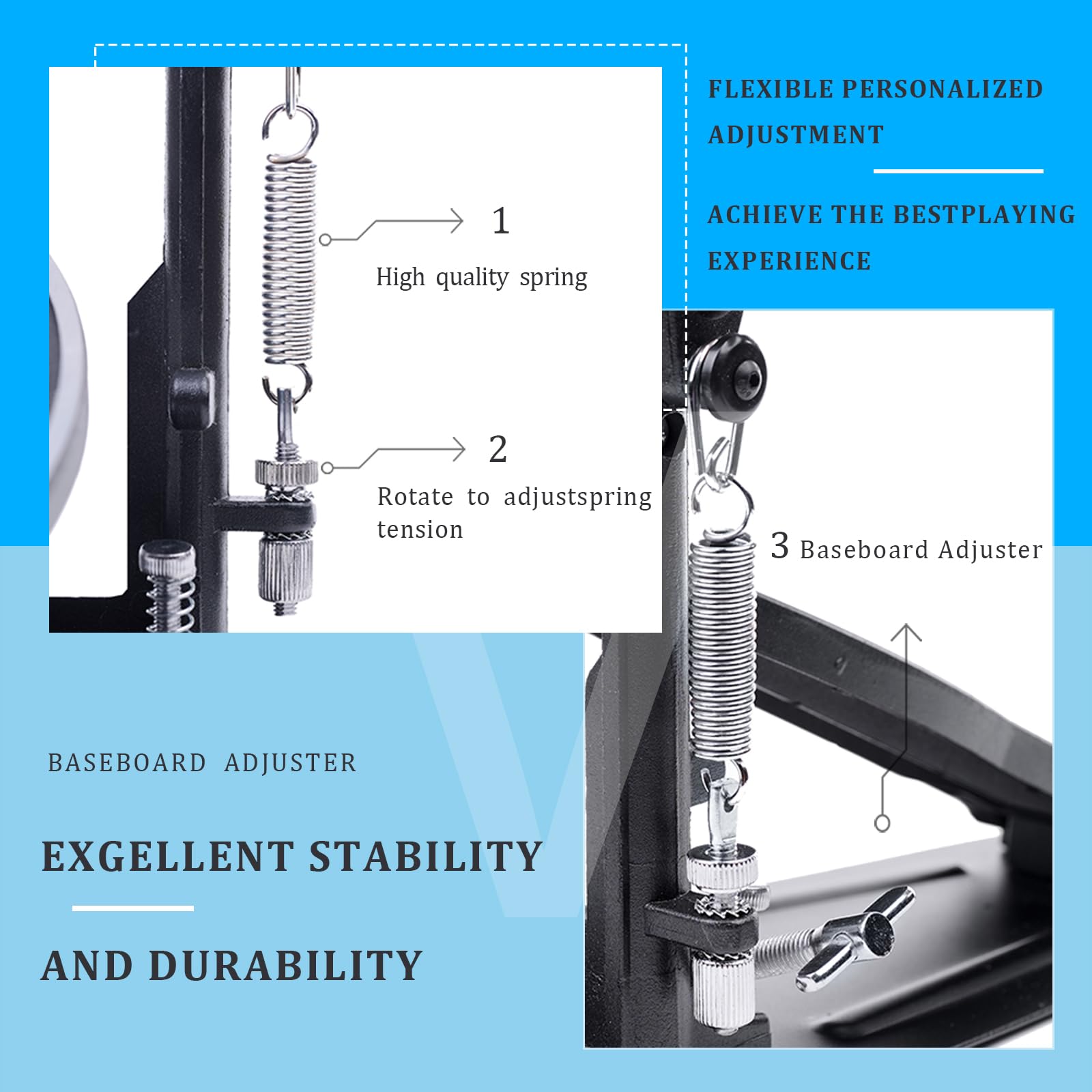 **Heavy Duty Double Bass Drum Pedal - Double Chain Drive for Acoustic & Electronic Drum Kits - Professional Double Kick Pedal (Model V-ST13) - Perfect for Metal, Rock & Live Performances**