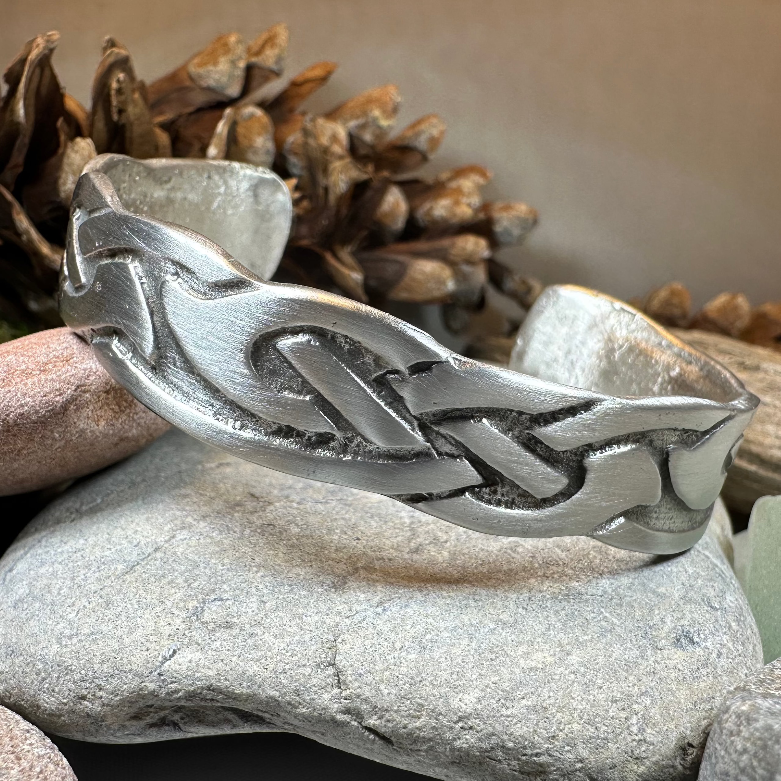 Celtic Pewter Cuff Bracelet for Women - Handcrafted Irish Knot Design - Perfect for Weddings, Parties & Everyday Wear