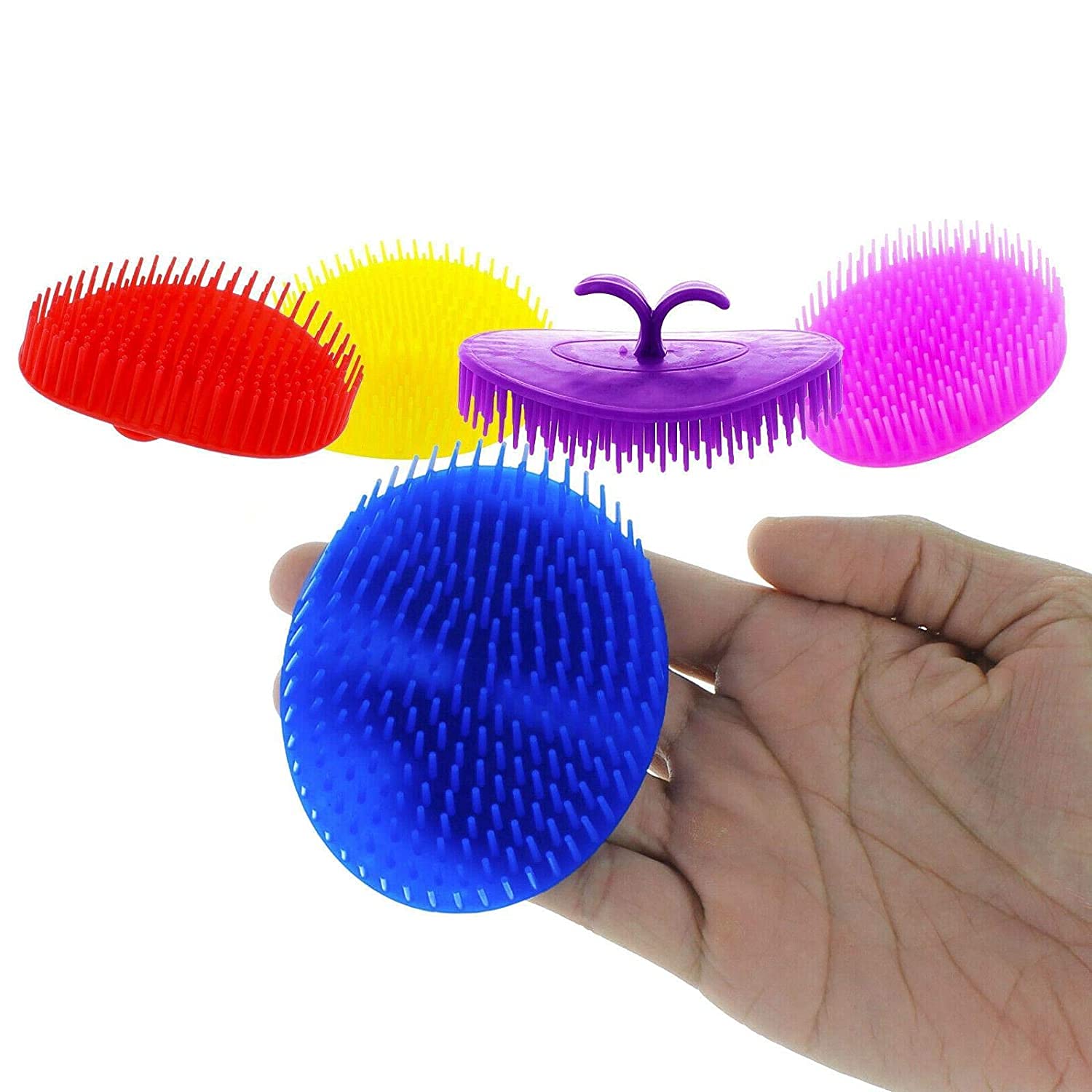 **Tandem Round Plastic Hair Washing Combs - Hair Massager & Shower Brush for Men & Women - Scalp Care & Relaxation - Pack of 3 (Multicolor) - Perfect for Shower, Salon & Home Hair Care**