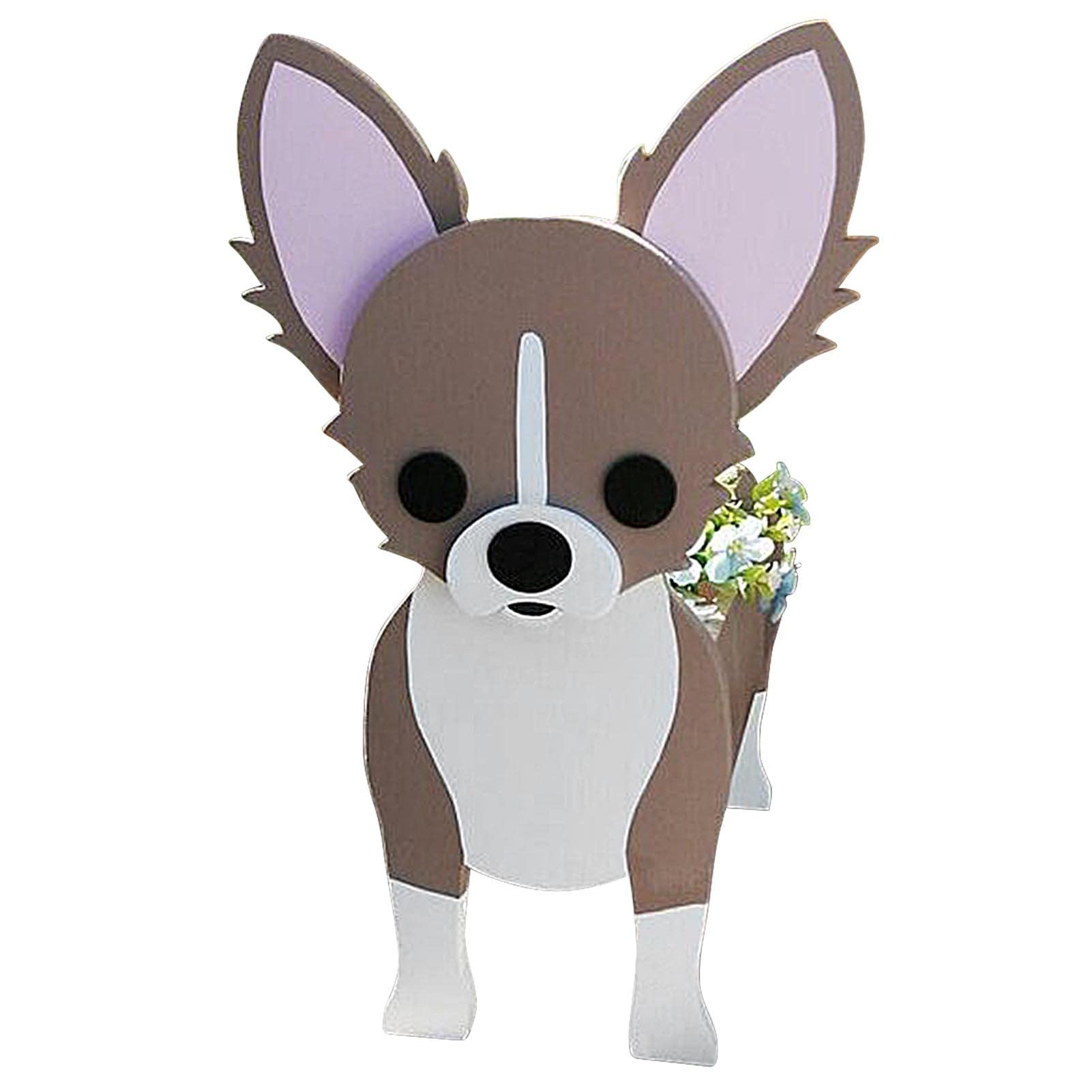 Adorable Wooden Dog Planter - Cute Cartoon Animal Flower Pot for Plants | Home, Garden, Office & Desktop Decor | Perfect for Succulents, Herbs & Small Flowers