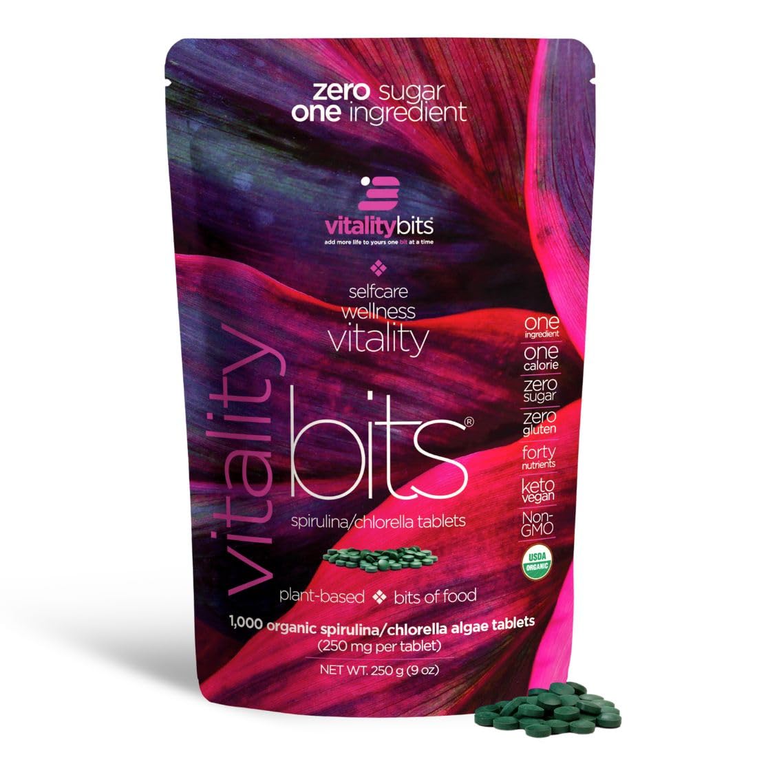VITALITYbits Organic Spirulina & Chlorella Tablets - Algae Superfood for Energy, Beauty & Wellness - Vegan, Keto, Gluten-Free Supplement - 1000 Tablets - Perfect for Smoothies, Detox & Daily Nutrition Boost