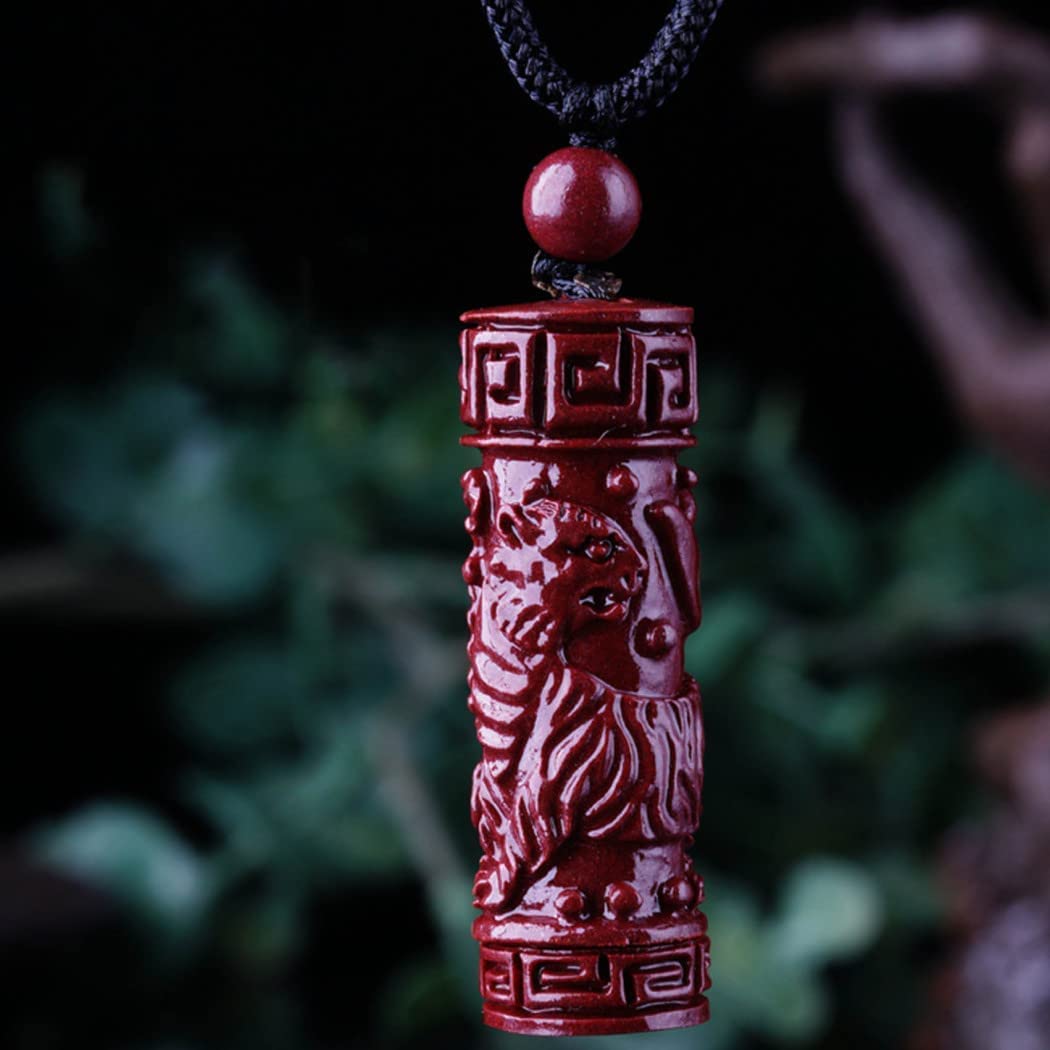 Feng Shui Necklace with Cinnabar Crystal Stone - Chinese Zodiac Rooster Pendant, Buddhism Charm for Good Luck, Natural Gemstone Talisman on Red Cord | Perfect for Meditation, Spiritual Protection & Gift Giving
