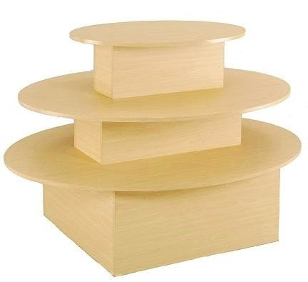 3-Tier Display Tables for Retail & Boutique - Black, White & Maple Finish | Oval, Rectangle & Square Options | Perfect for Clothing, Jewelry & Accessory Showcase