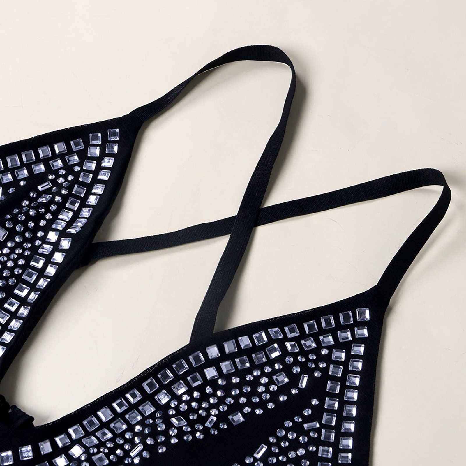 WOKANSE Women's Rhinestone Bodycon Dress - Sexy Mesh Sheer Clubwear for Night Out, Party, and Evening Events | Perfect for Nightclubs, Cocktail Parties, and Date Nights