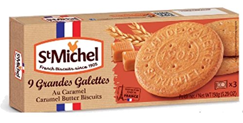 St Michel Grande Galettes Caramel Butter Cookies - 2 Pack (5.29 oz Each) | French Biscuits for Tea Time, Gifts & Holiday Snacking