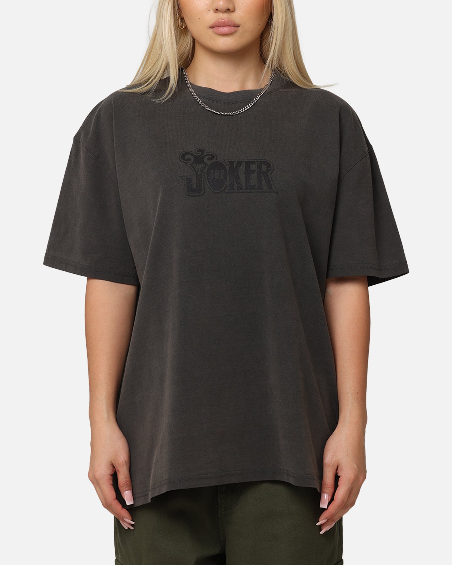 DC Batman The Joker Logo Heavy Cotton T-Shirt - Black Wash Vintage Graphic Tee for Men - Perfect for Cosplay, Comic Con & Superhero Fans