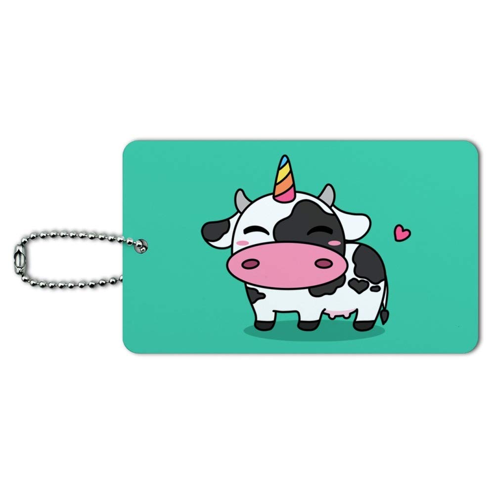 Cute Kawaii Unicorn Cow Luggage Tag - Adorable Animal ID Card Holder for Suitcases, Carry-On Bags & Travel Accessories - Perfect for Kids, Teens & Travel Lovers
