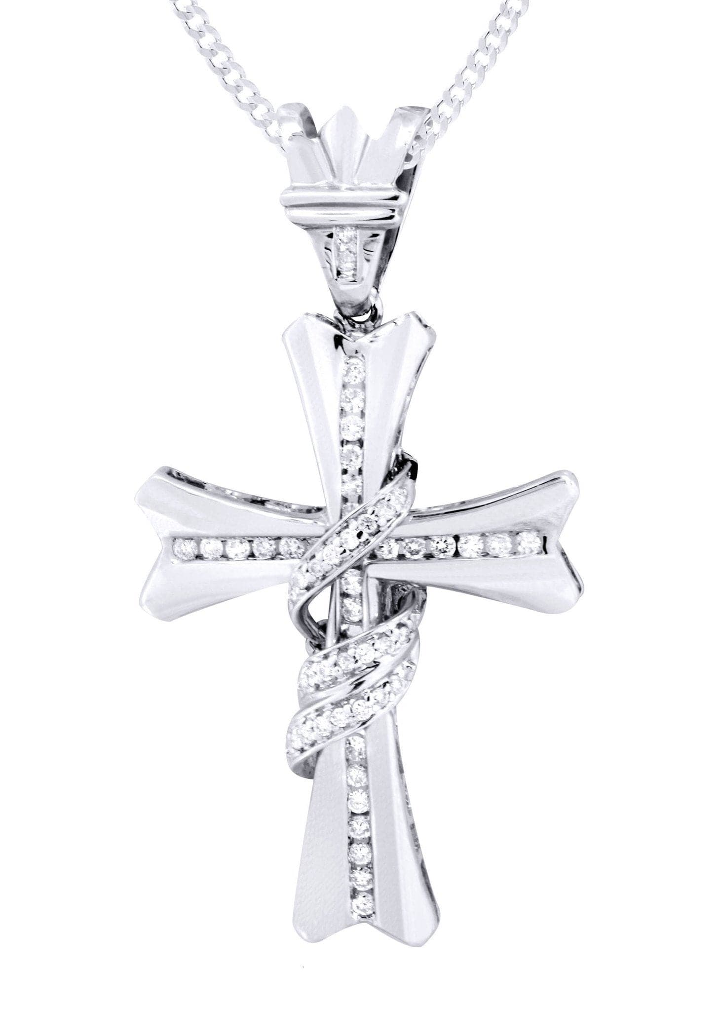 14K White Gold Diamond Cross Pendant Necklace for Women | 0.46 Carat Genuine Diamond Jewelry | Perfect for Gifts, Weddings & Everyday Elegance