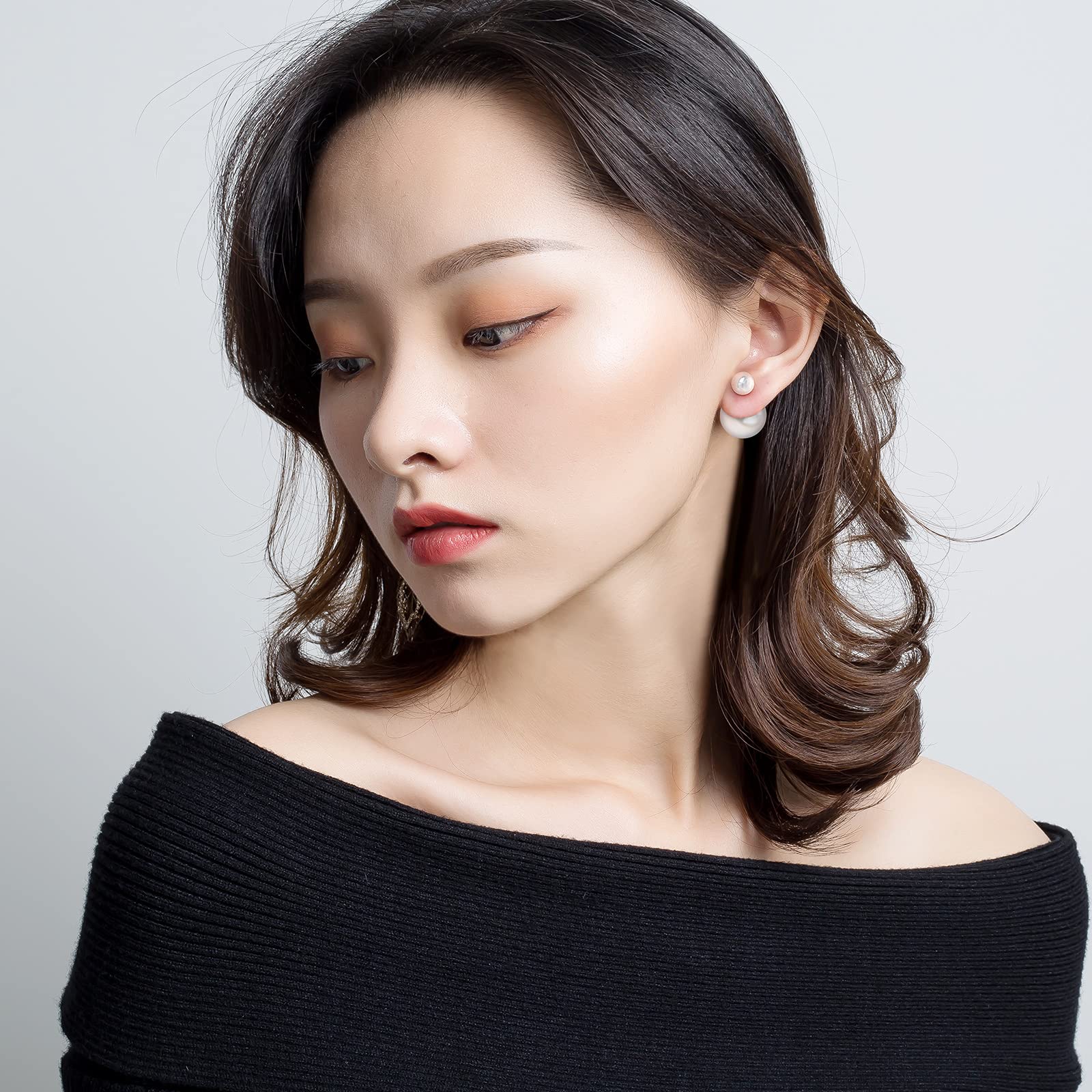 Elegant Double-Sided Pearl Earrings for Women - 925 Sterling Silver Stud Earrings with Front & Back Pearls - Perfect for Wedding, Party, Anniversary & Special Occasion Gifts