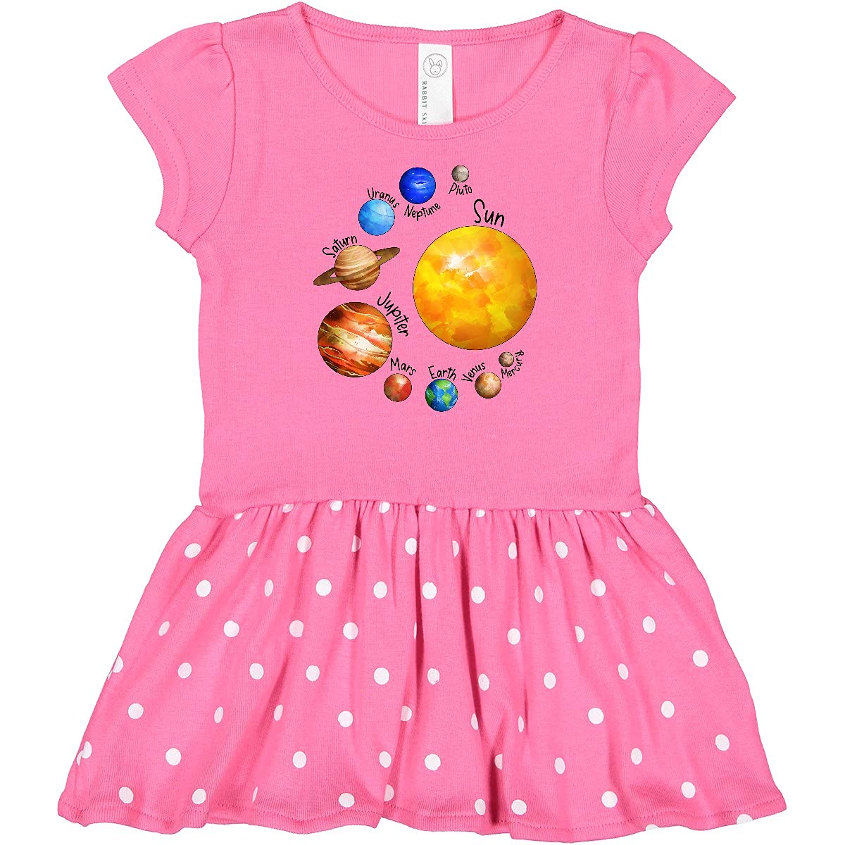 Inktastic Sun and Planets - Yes, and Pluto Baby Dress | Cute Solar System Themed Infant Outfit for Space Lovers | Perfect for Birthday Parties, Photo Shoots & Everyday Wear