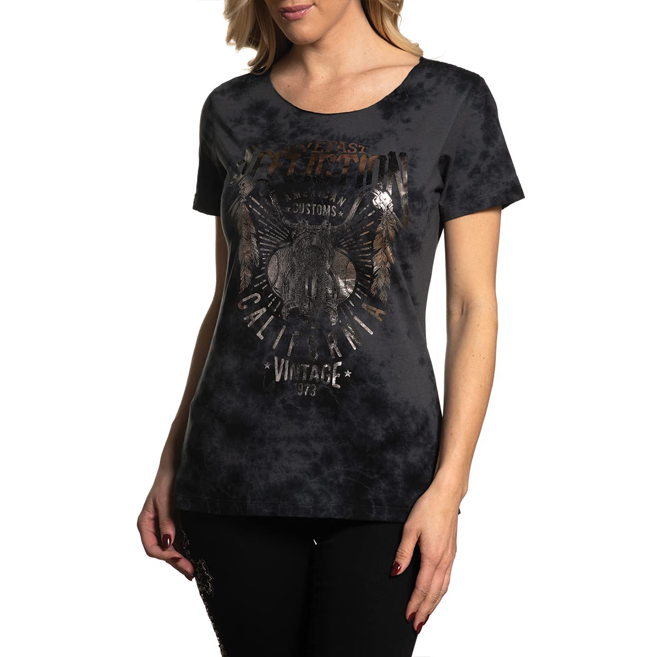 Affliction Women's Rhinestone Bling T-Shirts & Tops - Stylish Casual & Party Wear for Women