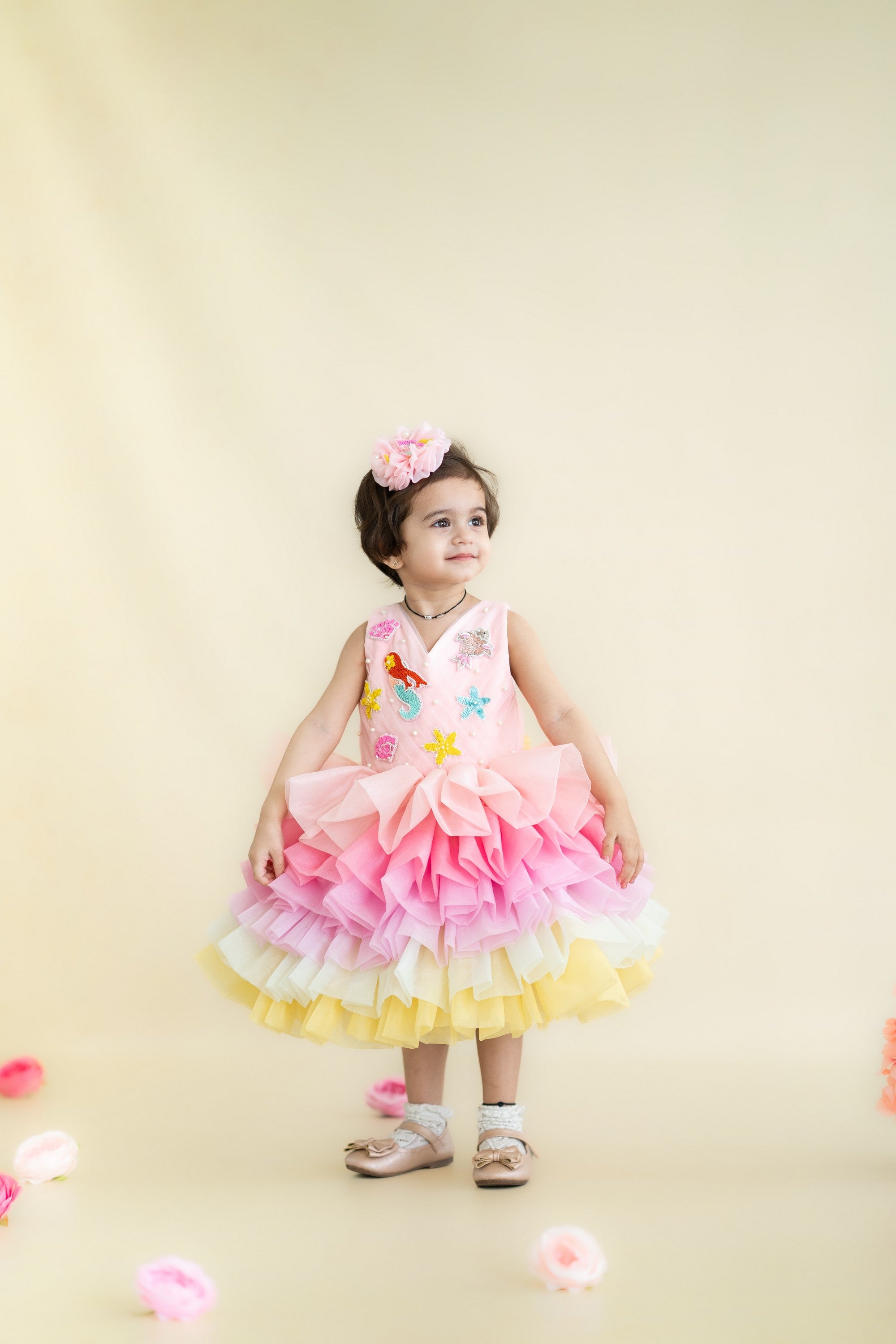 Pre Order: Mermaid Layered Colorful Organza Dress for Kids - Perfect for Birthday Parties, Pageants & Special Occasions