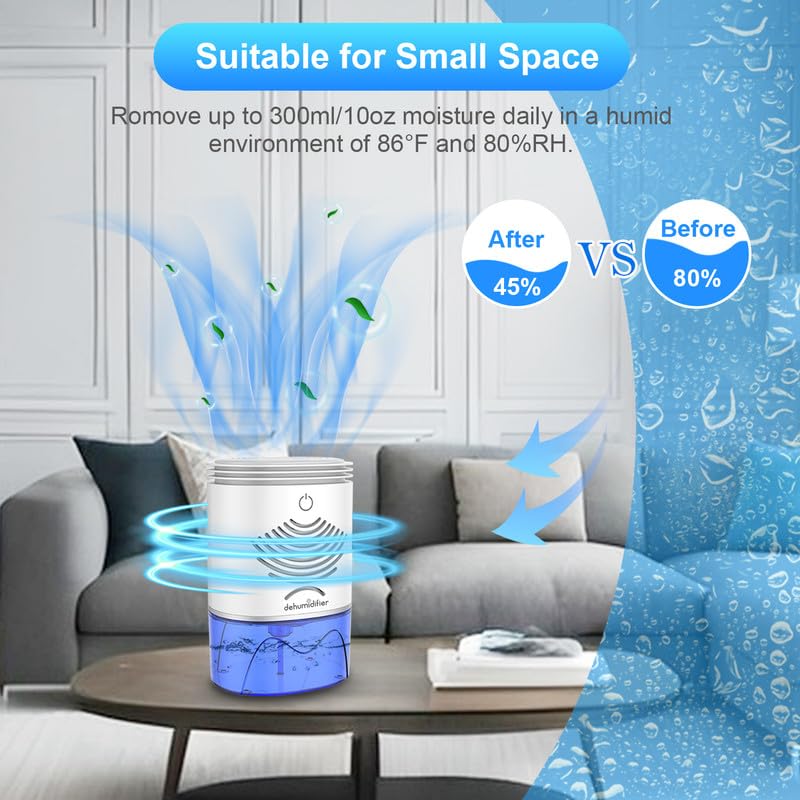 34 OZ Small Dehumidifier for Home - Auto Shut Off, Portable Mini Dehumidifier for Bedroom, Bathroom, Closet, Office, RV - Perfect for Moisture Control in Small Spaces
