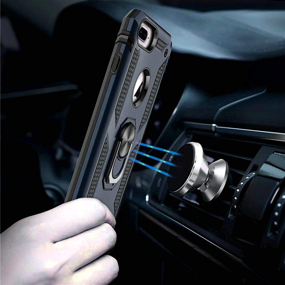 Shockproof iPhone 8 Plus/7 Plus Case with Kickstand Ring - Heavy Duty Protective Cover for 5.5 Inch iPhone Models | Perfect for Outdoor Activities, Work & Travel (Blue)