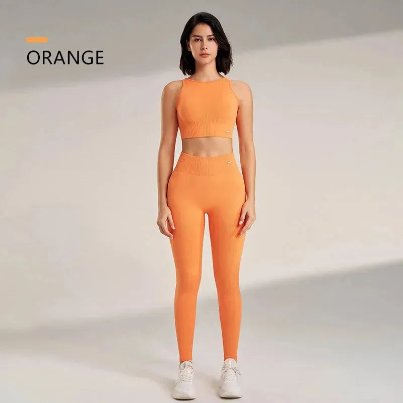 Women's High Waisted Yoga Pants & Seamless Workout Top Set - 2 Piece Breathable Fitness Outfit for Yoga, Gym & Running | Comfortable Exercise Clothes for Women
