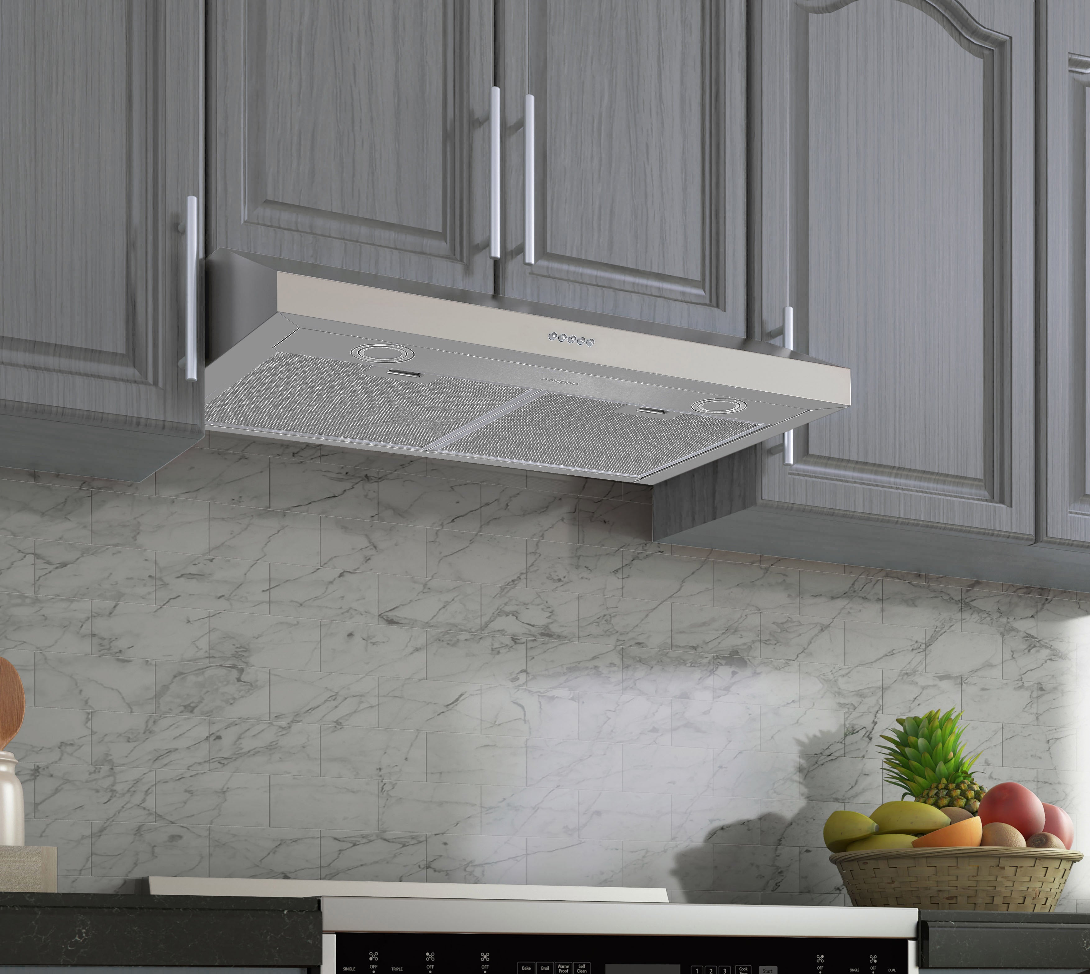 30-Inch Slim Convertible Under Cabinet Range Hood - Stainless Steel Kitchen Vent Hood for Smoke & Odor Removal - Perfect for Small Kitchens & Apartments