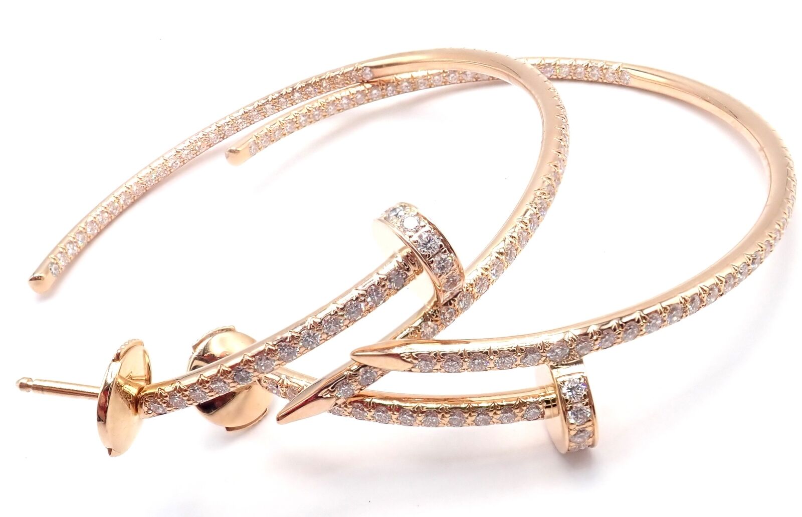 Authentic Cartier Juste un Clou 18k Rose Gold Diamond Hoop Earrings - Luxury Jewelry for Women, Perfect for Weddings, Parties & Special Occasions
