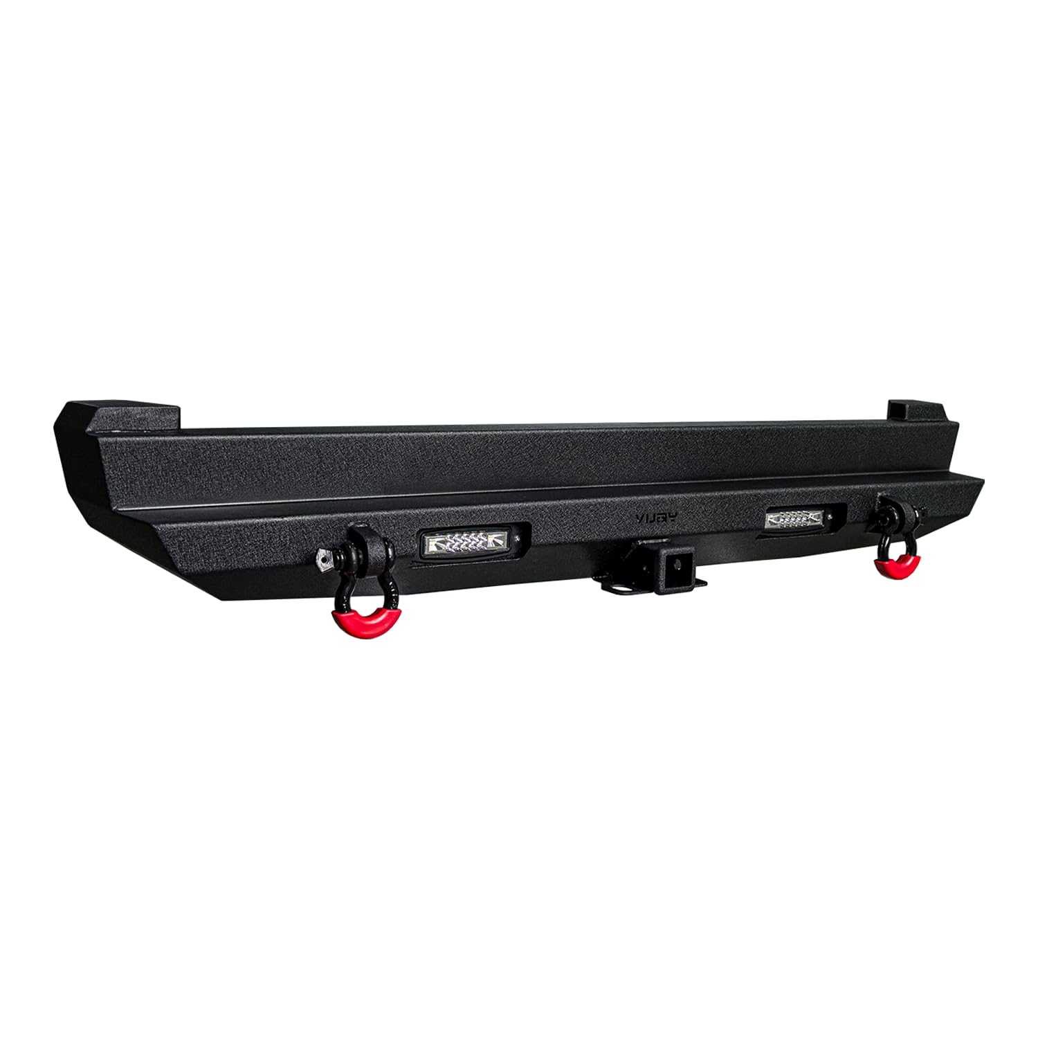 1984-2001 Jeep Cherokee XJ Heavy Duty Steel Rear Bumper with LED Lights & D-Rings - Black Textured Finish | Off-Road Protection & Towing Accessory
