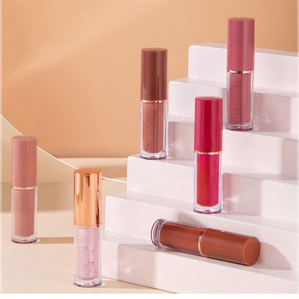 TopFinder® 12PCS Nude Liquid Lipstick Set - Matte, Waterproof & Long-Lasting Lip Oil Shades for Women | Non-Transfer Lipstick Combo Pack | Perfect for Daily Wear, Parties & Special Occasions
