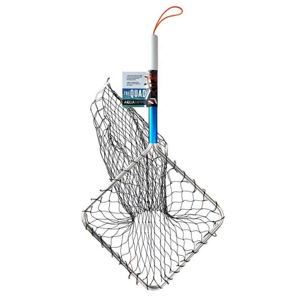 Premium Quad Lobster Net by Aqua Hippie - Heavy Duty Stainless Steel Crab Trap with Buoy - Perfect for Saltwater Fishing, Crabbing & Lobstering Adventures