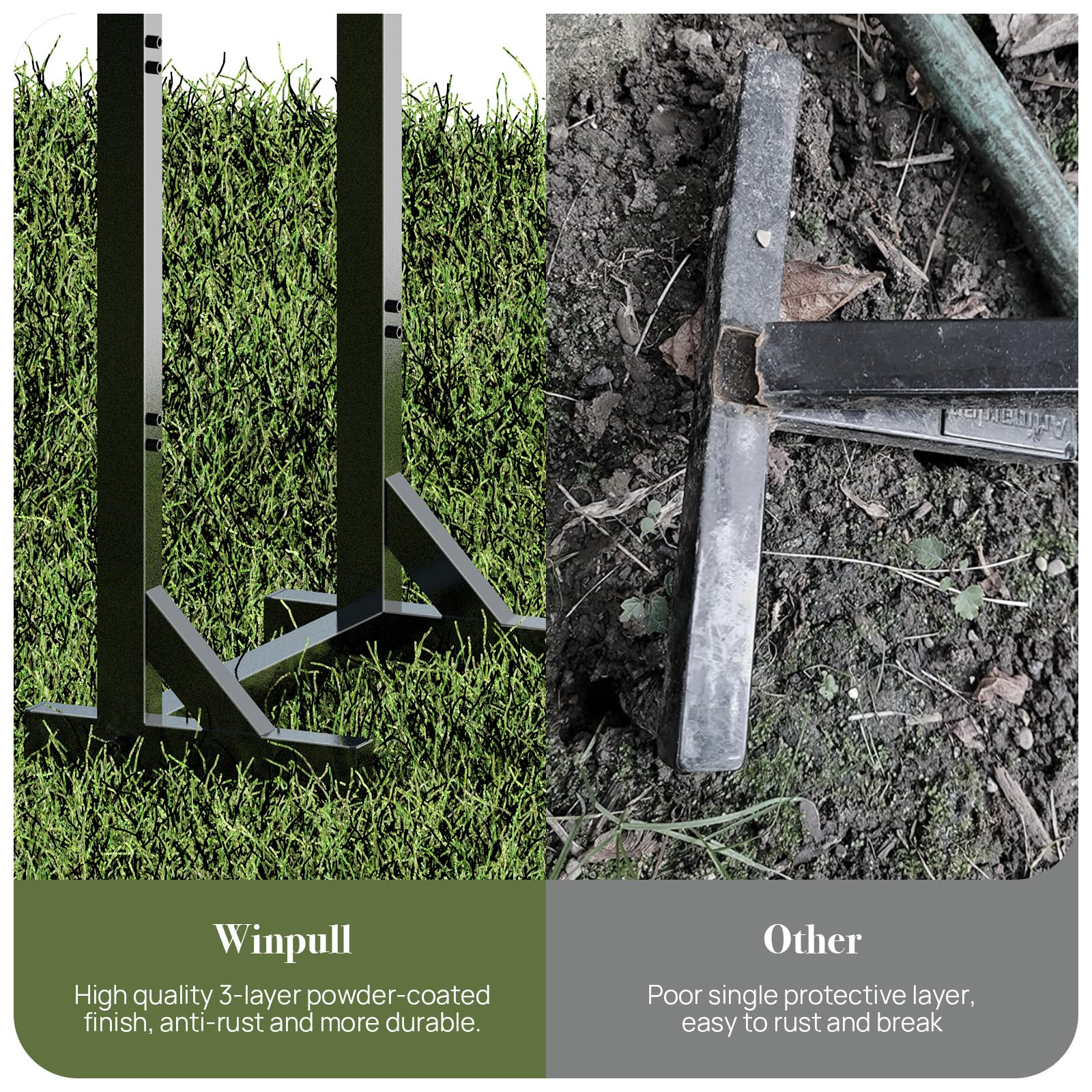 Heavy Duty Freestanding Garden Hose Holder with 4 Spikes & 6 Hooks - Outdoor Metal Water Hose Storage Stand Hanger for Yard, Lawn, and Garden (Black) | Perfect for Organizing Garden Hoses, Sprinklers, and Watering Tools