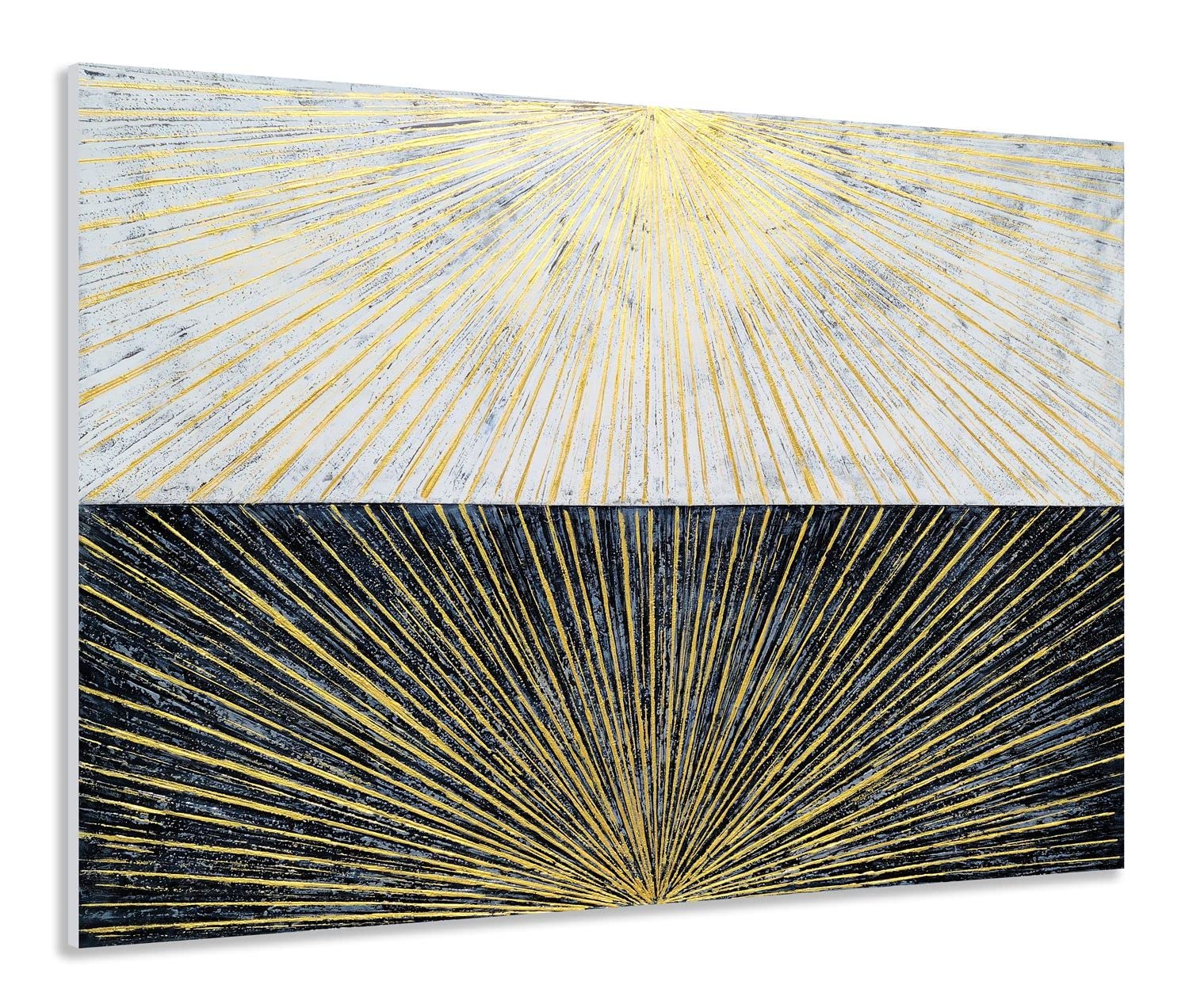 GALLERIEWALLA Black Gold White Abstract Oil Painting - Hand Painted Canvas Wall Art for Living Room, Bedroom & Office Decor | Modern Home Interior Design