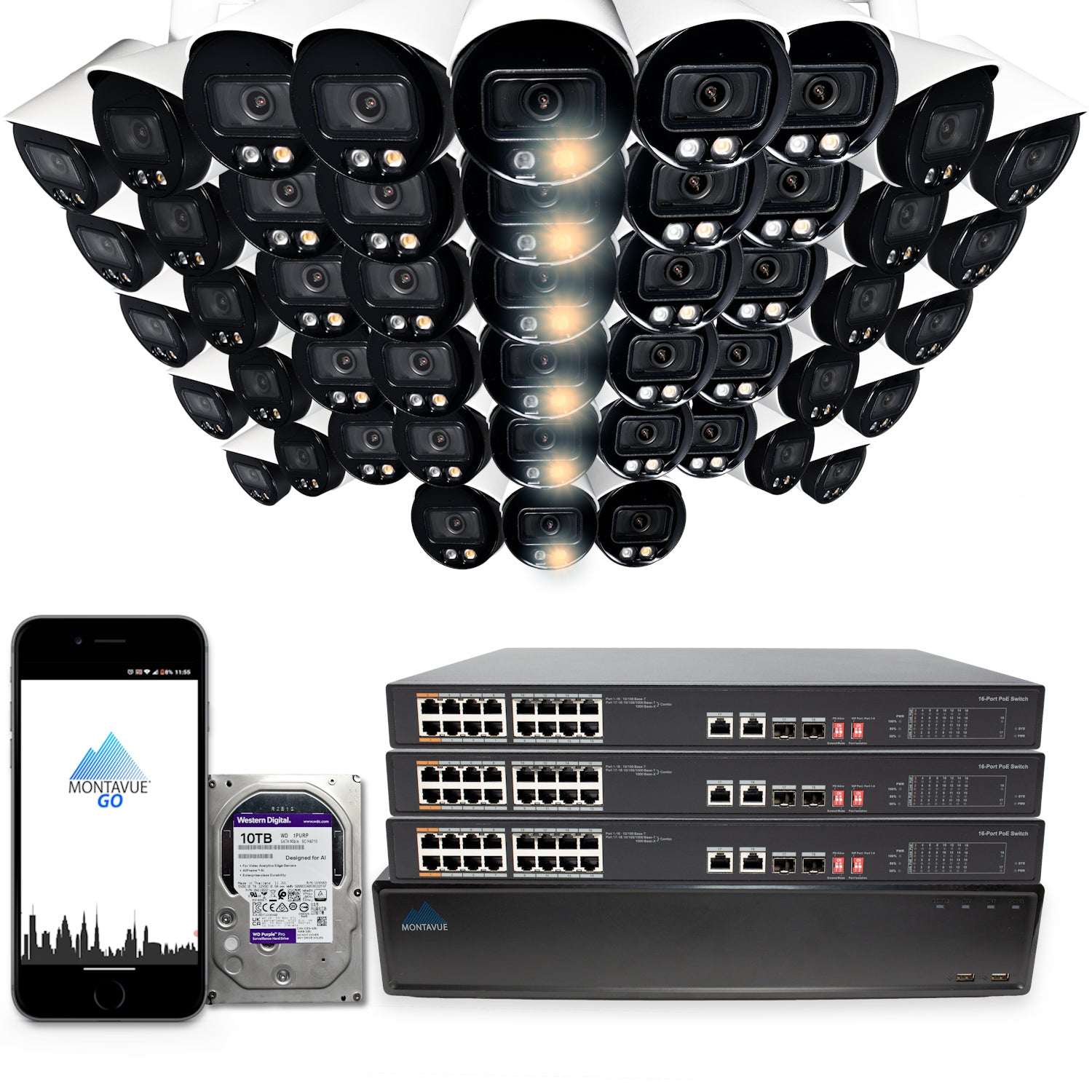 MTB8111 8MP 4K Security Camera System - 4 SMD+ Bullet Cameras & 64 Channel NVR with 10TB HDD - Outdoor/Indoor Surveillance for Home & Business Protection
