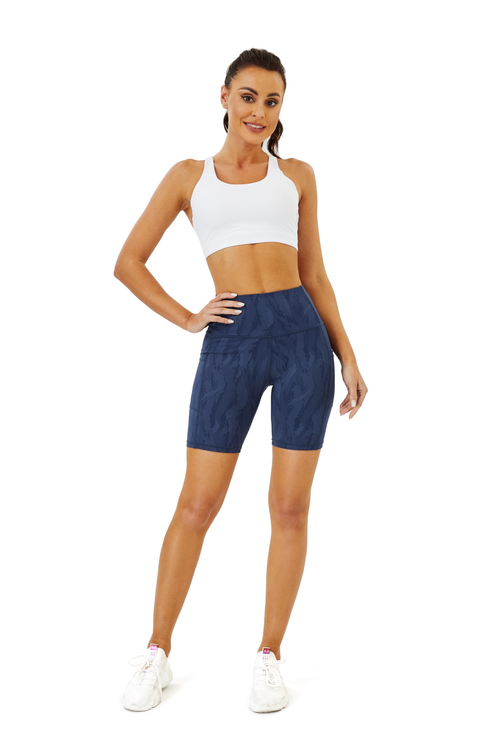 Neonysweets Women's High Waisted Running Shorts with Pockets - Breathable Yoga Workout Shorts for Women, Gym, Jogging & Active Lifestyle