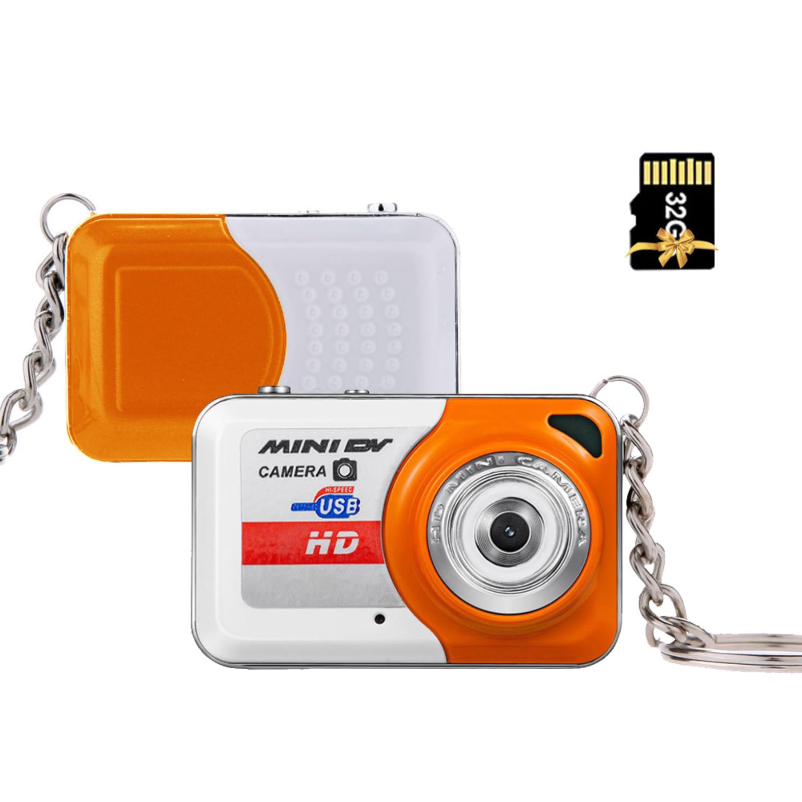 Andoer X6 Mini Keychain Camera - 32GB, Portable for Kids Photography & Video Recording - Orange