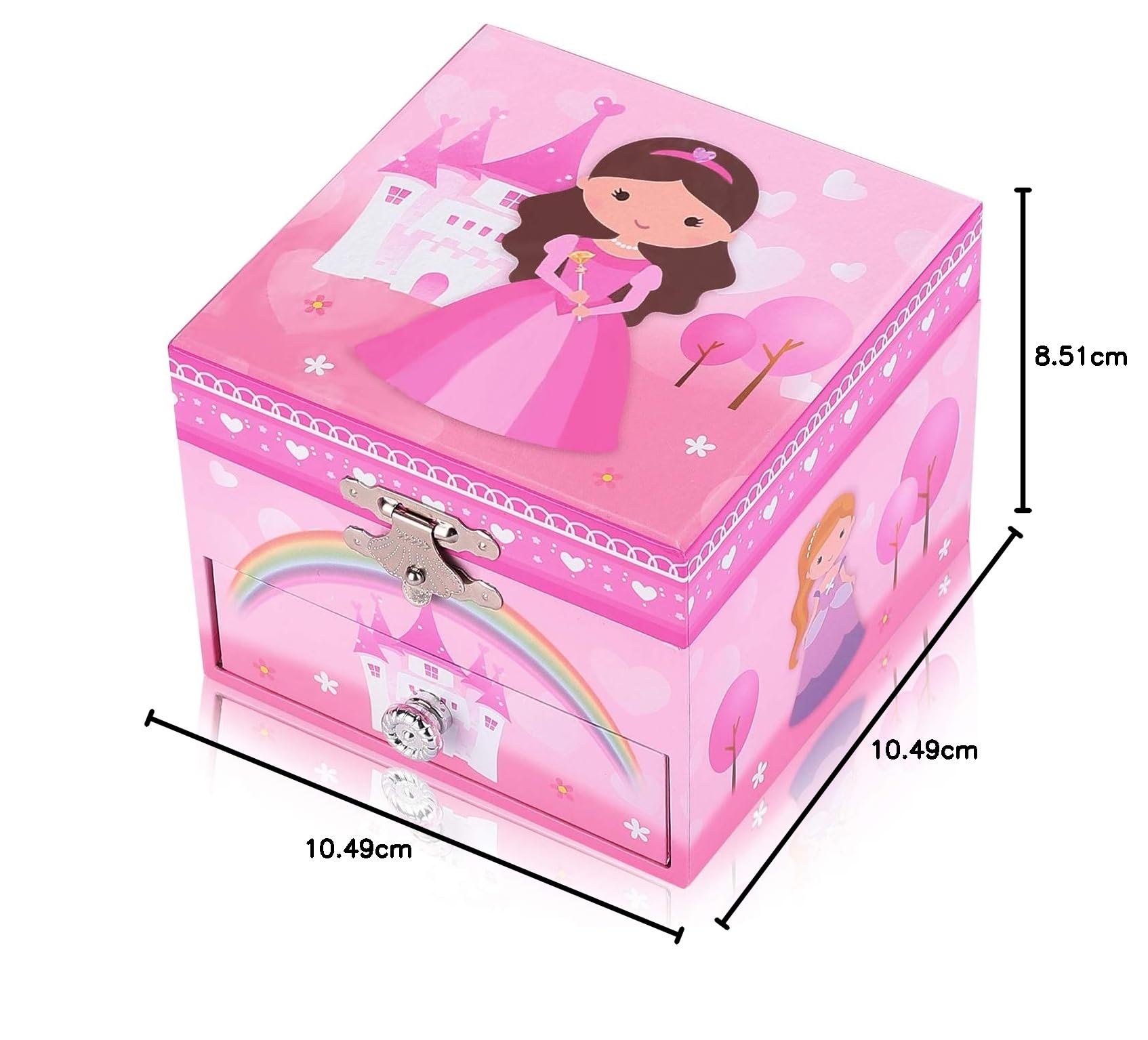 TAOPU Sweet Square Musical Jewelry Box with Pullout Drawer & Spinning Princess - Jewelry Storage Case for Girls, Perfect for Birthday Gifts, Room Decor & Keepsake Organization (Pink) - Play Melodies While Storing Rings, Necklaces & Treasures