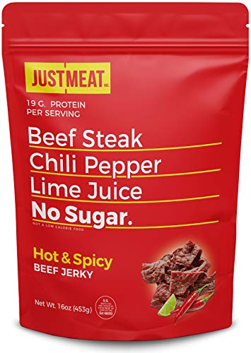 Sugar Free Beef Jerky High Protein Snacks for Adults - Keto, Low Carb, Zero Sugar Meat Sticks - 18g Protein per Ounce - 1 LB Bulk Bag - Perfect for Travel, Hiking, Gym & Office Snacks