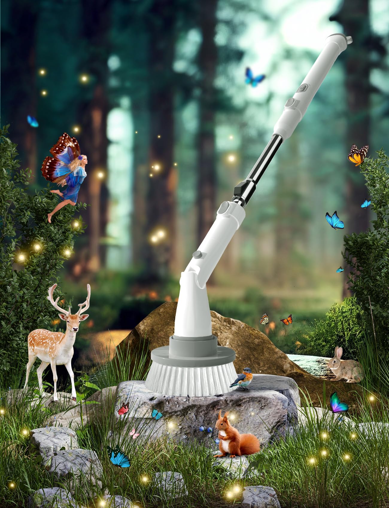 Electric Spin Scrubber SW1 - Cordless Shower Scrubber with Extendable Handle, 2 Speed Settings & 8 Brush Heads - Bathroom Cleaning Tool for Tubs, Tiles, Floors & Showers - Perfect for Deep Cleaning Grout and Hard-to-Reach Areas