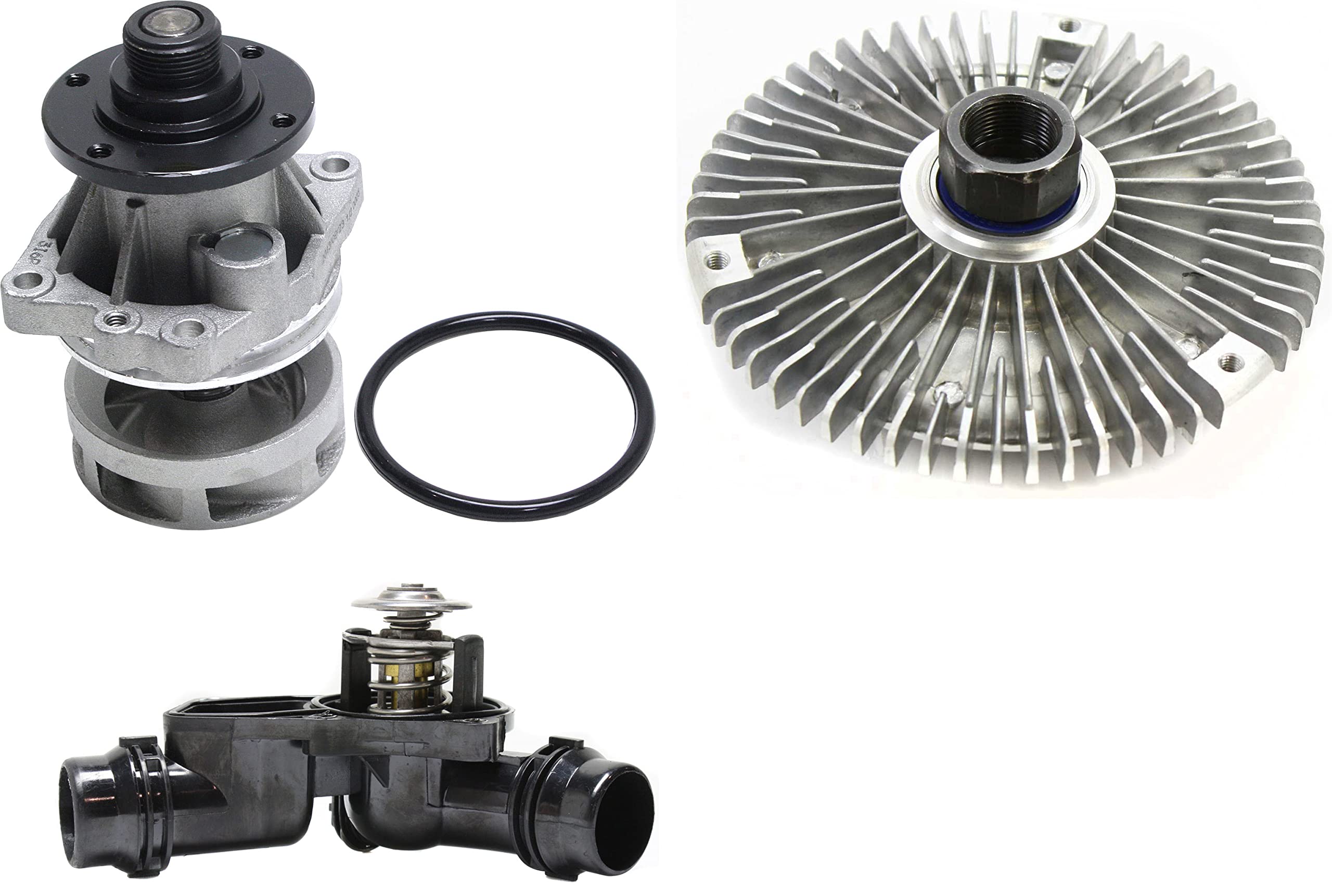 BMW X5 (2001-2006) & Z3 (1999-2002) 3.0L Engine Water Pump Kit with Gasket, Fan Clutch & Thermostat Housing - Replaces OEM # AW9261, 11527505302, 2691, 1430825 - Perfect for DIY Repairs & Engine Cooling System Maintenance