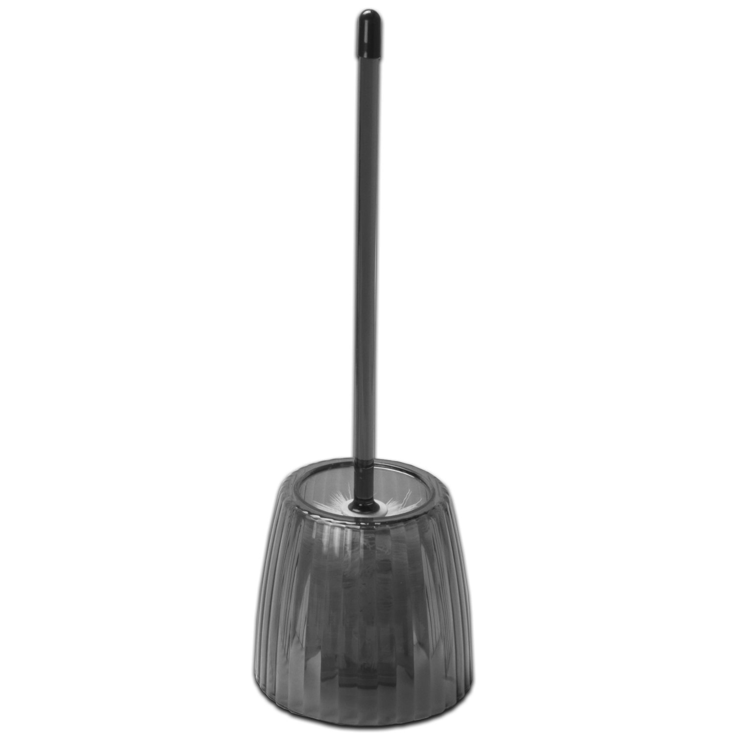 Sweet Home Collection Ribbed Acrylic Bathroom Set - Durable & Scratch Resistant Modern Toilet Bowl Brush in Black | Perfect for Contemporary Bathrooms & Guest Powder Rooms