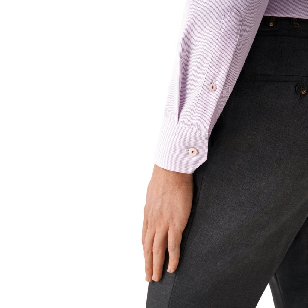 ETON Striped Twill Contemporary Single Cuff Business Shirt for Men - Light Purple Formal Dress Shirt - Perfect for Office, Meetings & Special Occasions