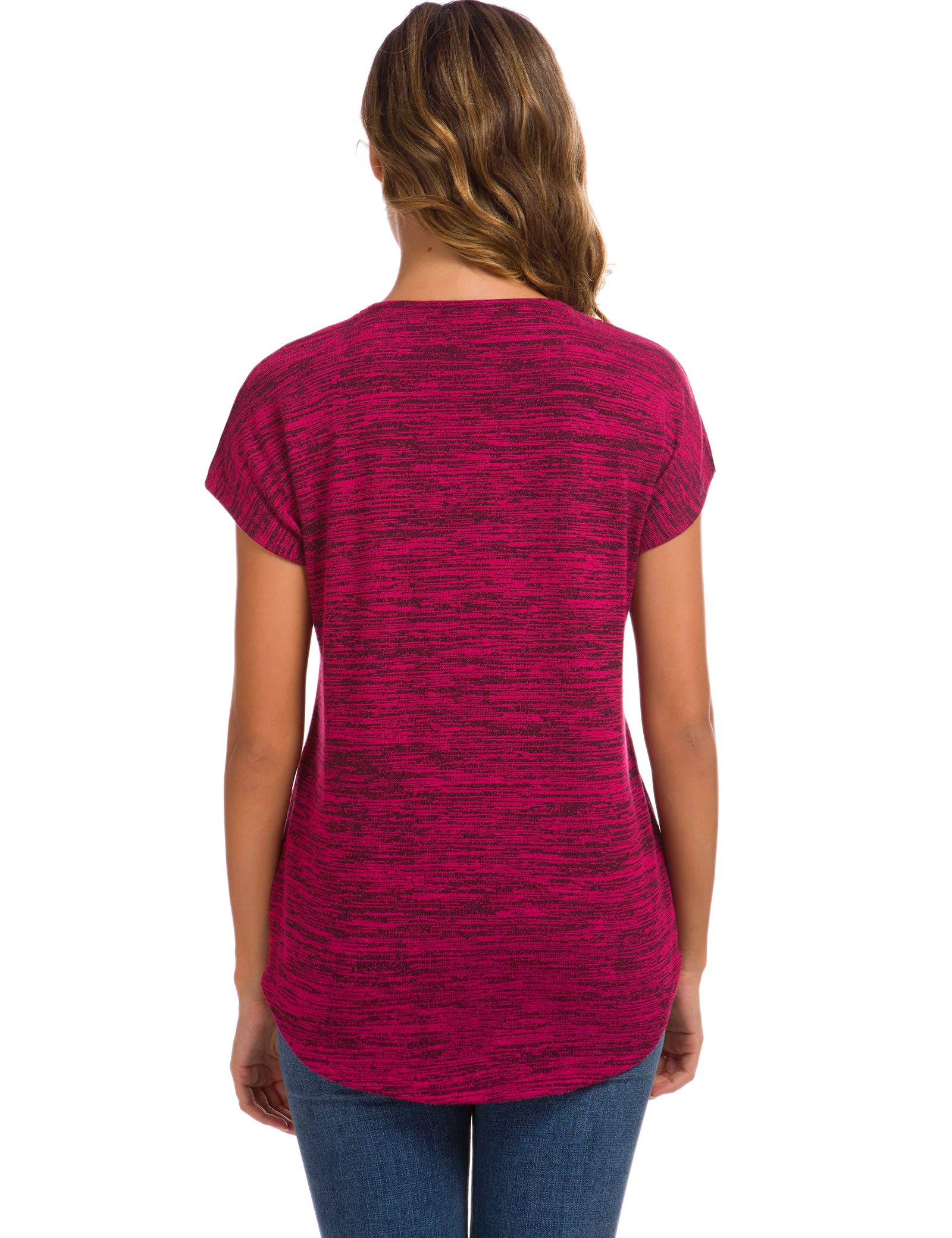LUSMAY Women's Casual V-Neck Short Sleeve Tunic Top - Loose Fit Zipper Blouse for Summer | Perfect for Work, Travel & Everyday Wear