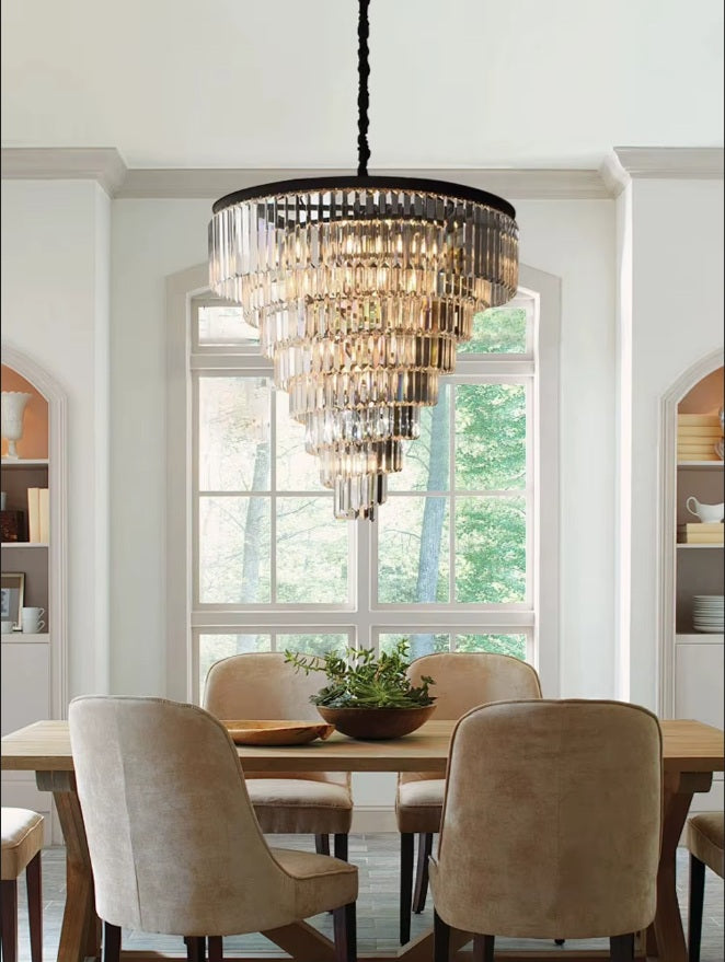 Elegant Luxury Tiered Crystal Chandelier for Foyer Entryway - Modern Dimmable Lighting Fixture for Grand Hallway, Staircase & Formal Dining Room